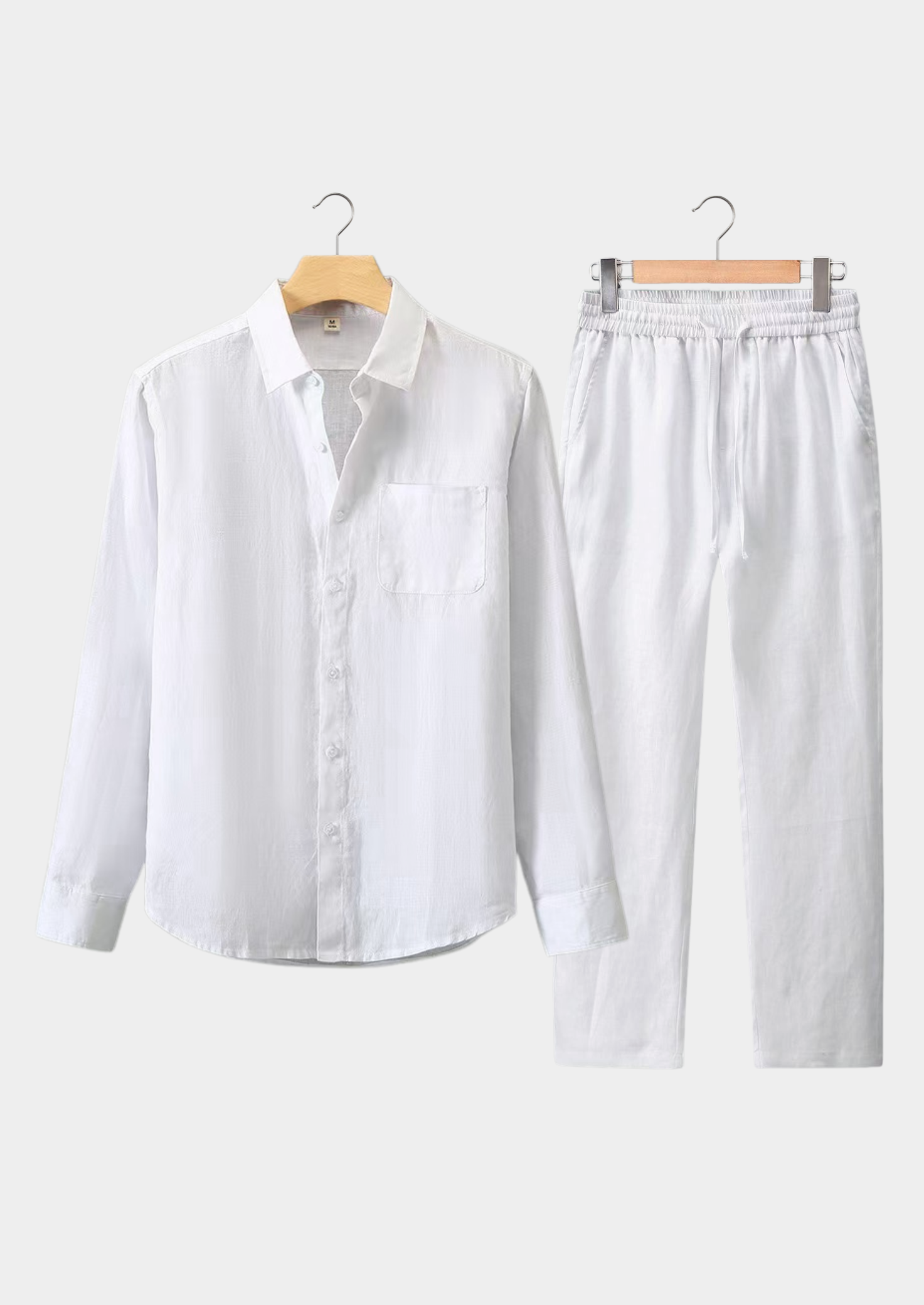 Men’s Button-Front Shirt Set with Drawstring Pants