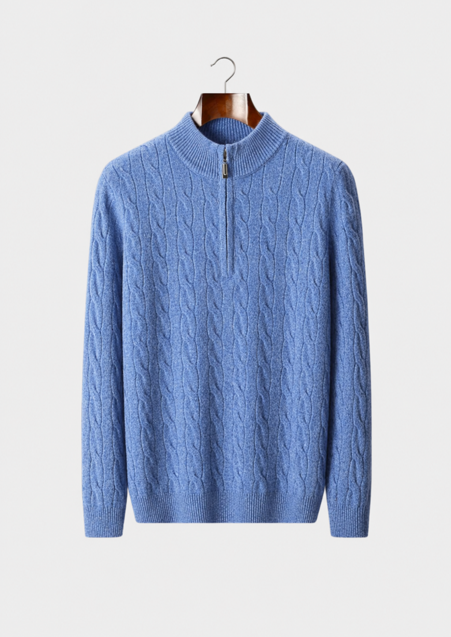Men’s Cable Knit Half-Zip Sweater with Stand Collar