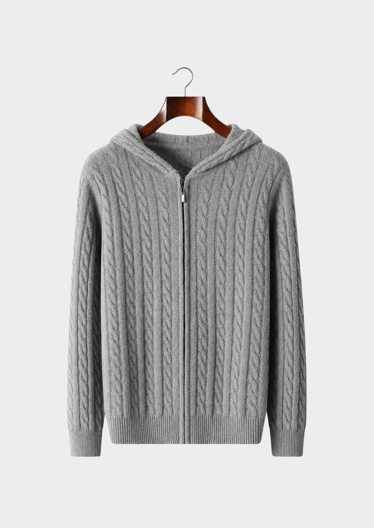 Men’s Cashmere Cable Knit Full-Zip Hoodie