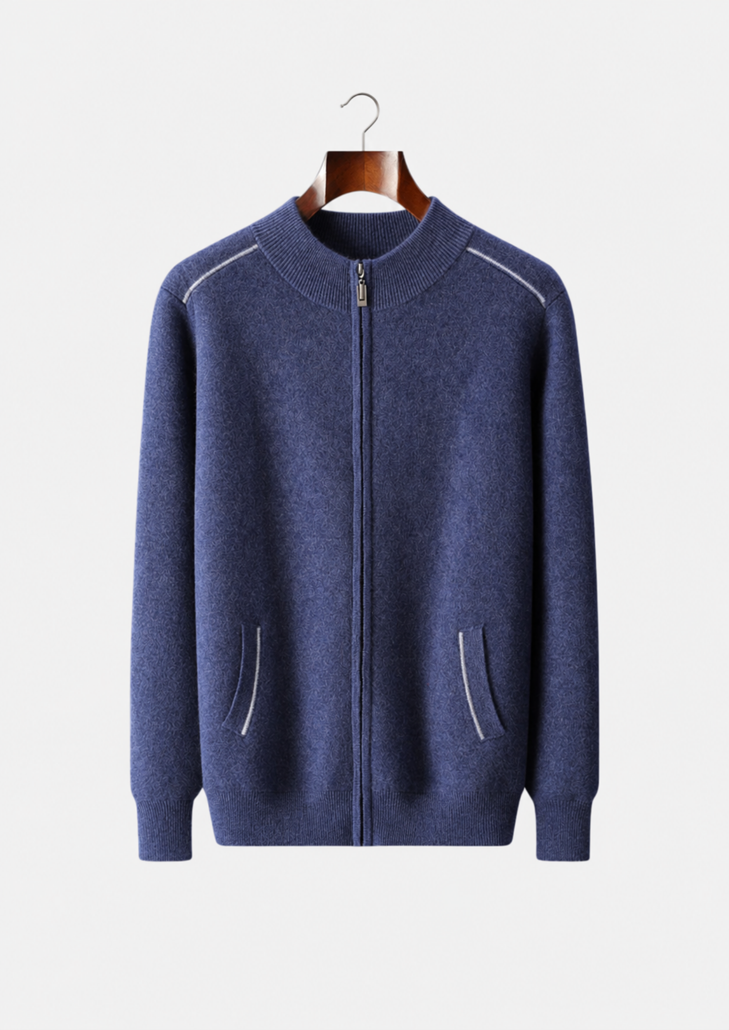 Men’s Cashmere Full-Zip Cardigan with Stand Collar