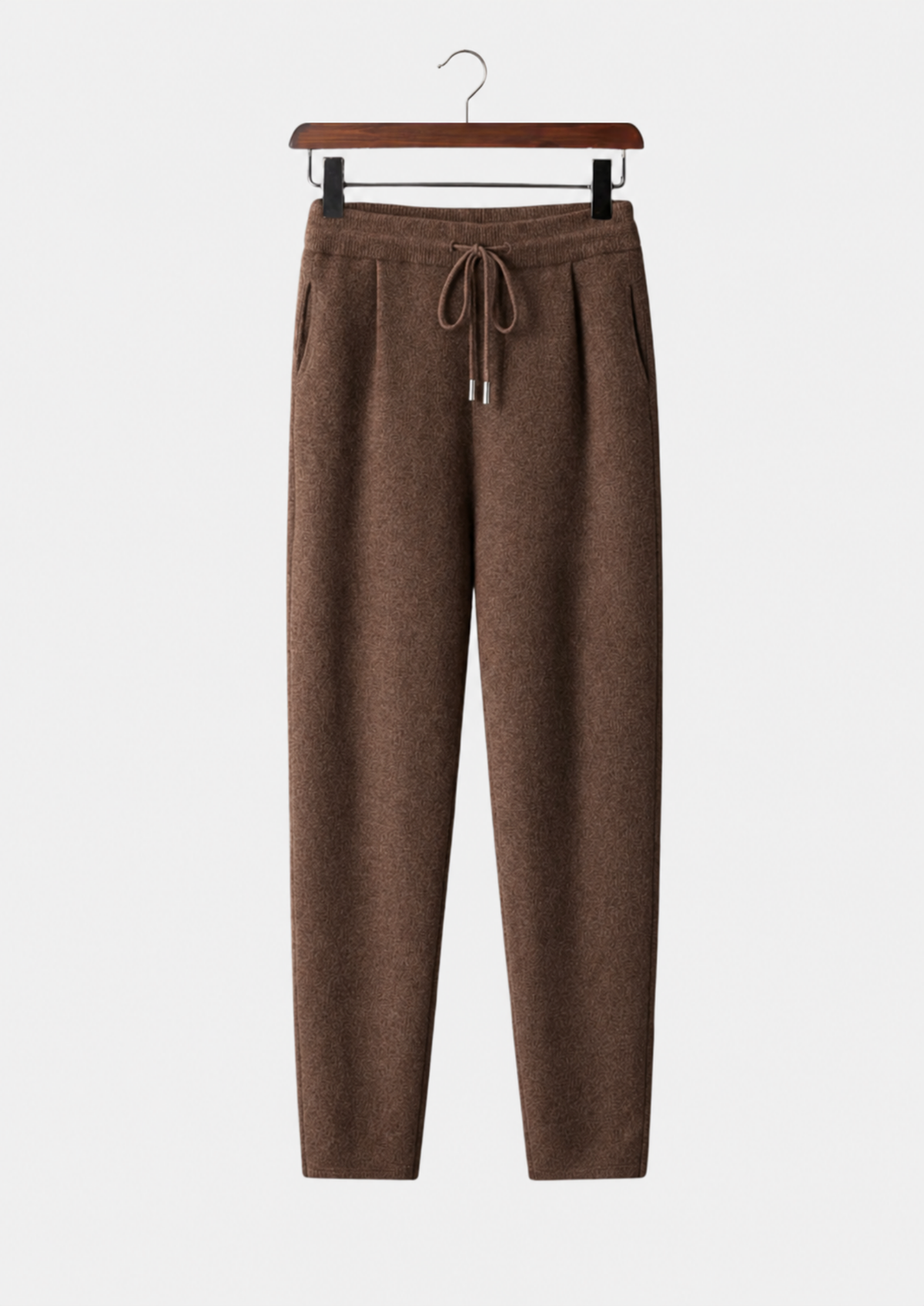 Men’s Cashmere Pleated Pants with Drawstring Waist