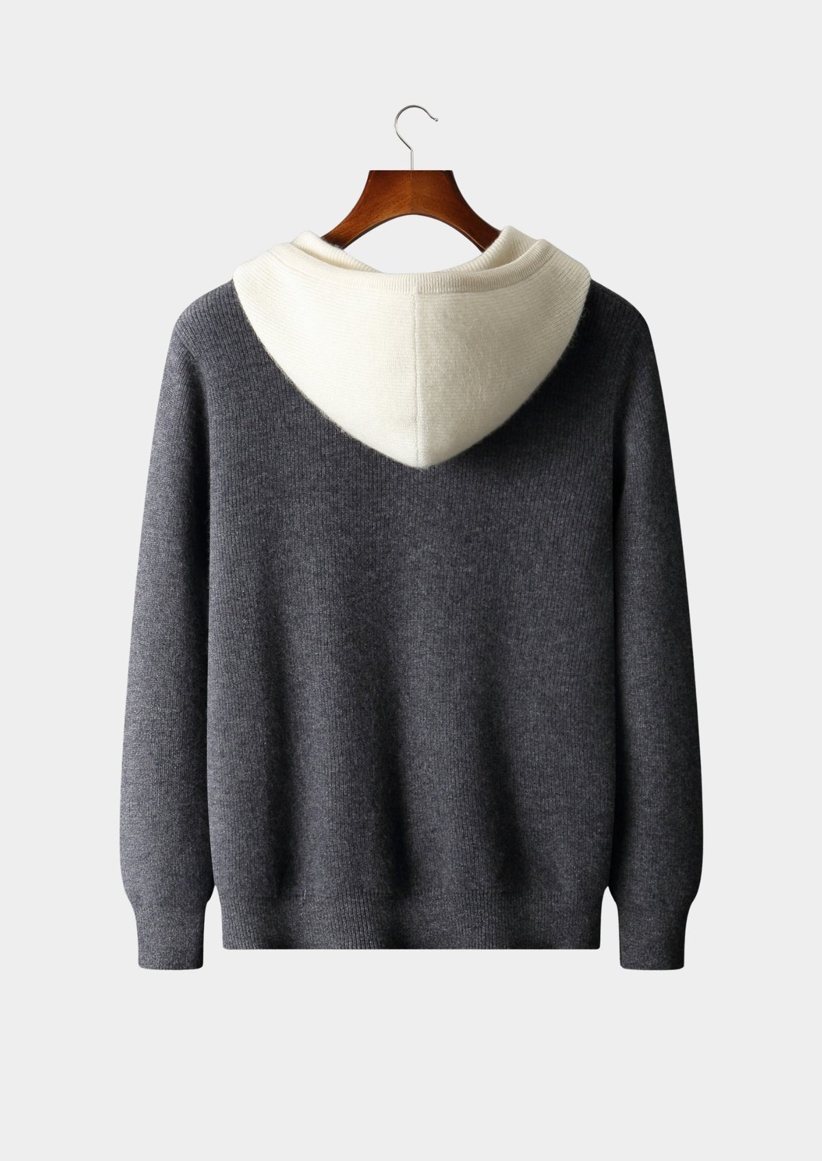 Men's Cashmere Two-Tone Ribbed Zip-Up Hoodie