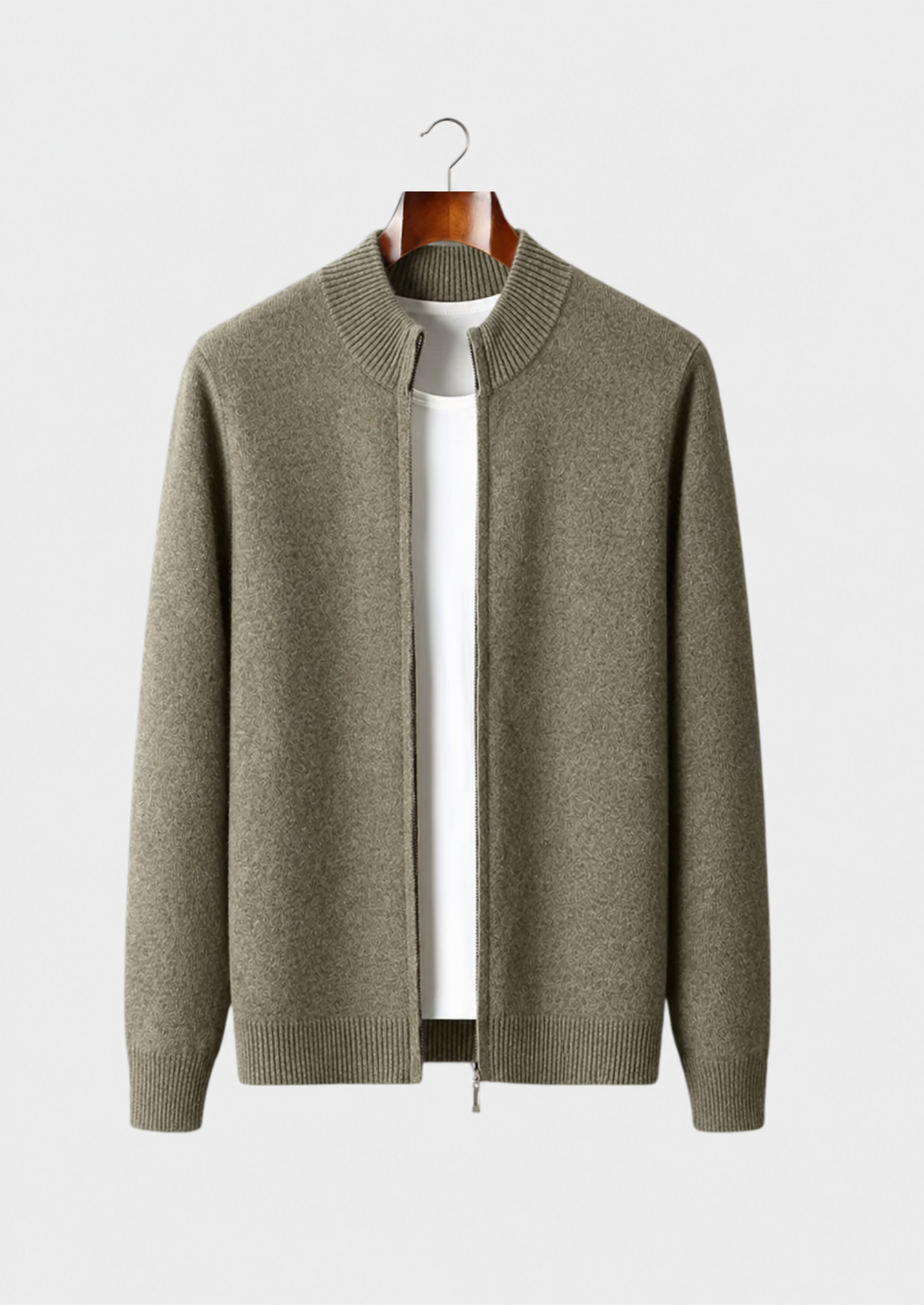 Men’s Full-Zip Cardigan with Stand Collar