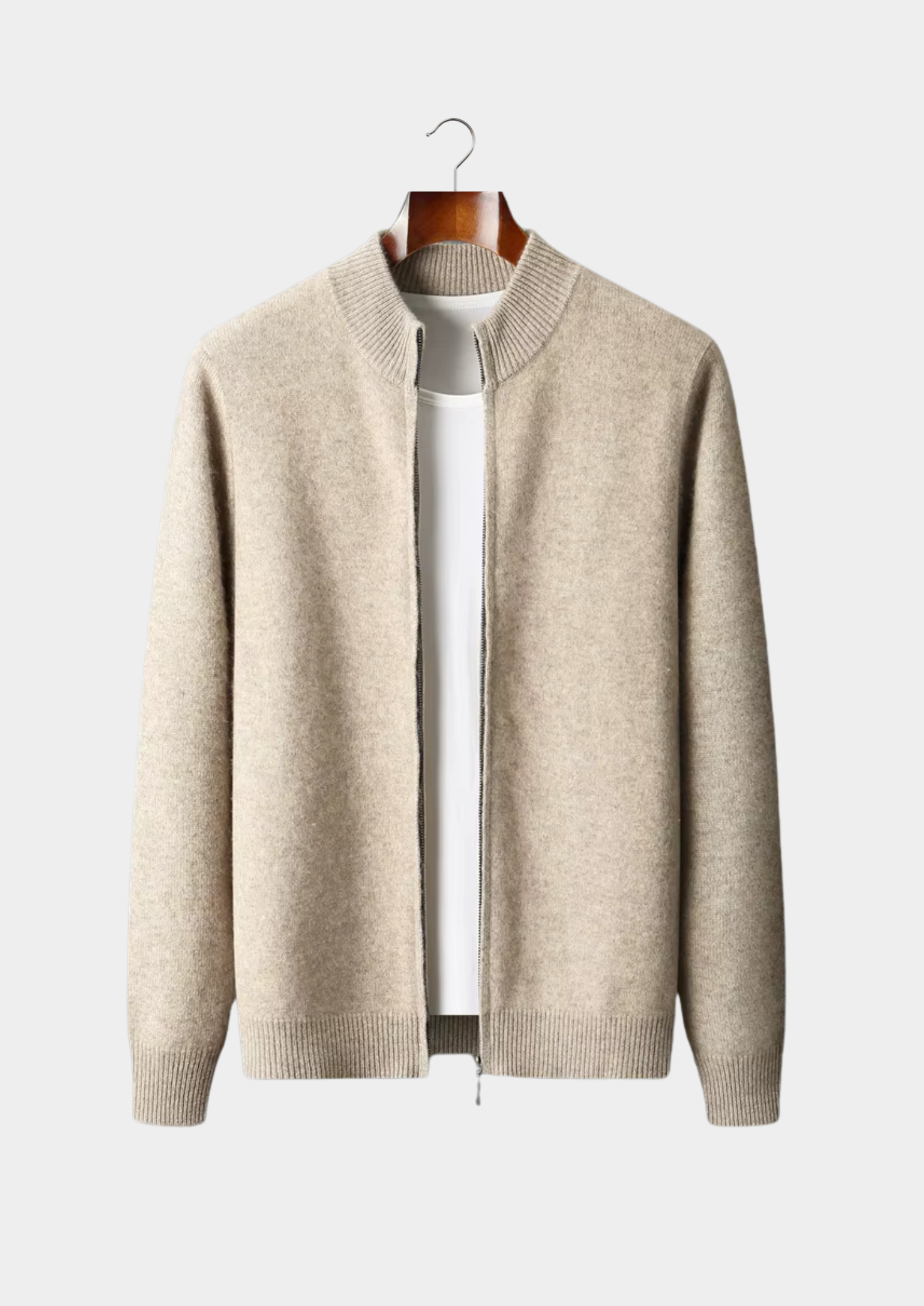 Men’s Full-Zip Cardigan with Stand Collar