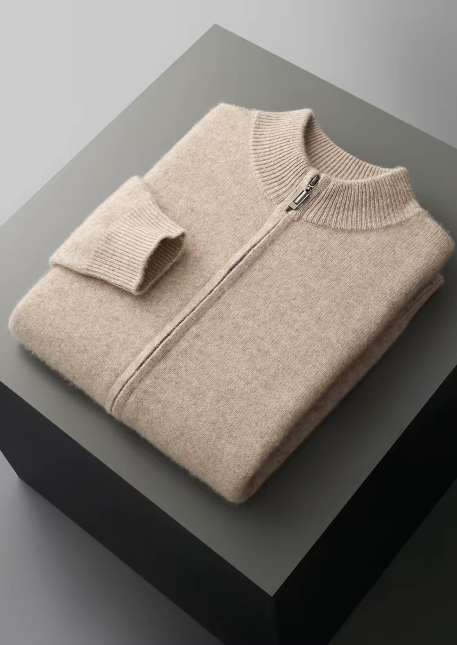 Men’s Full-Zip Cardigan with Stand Collar