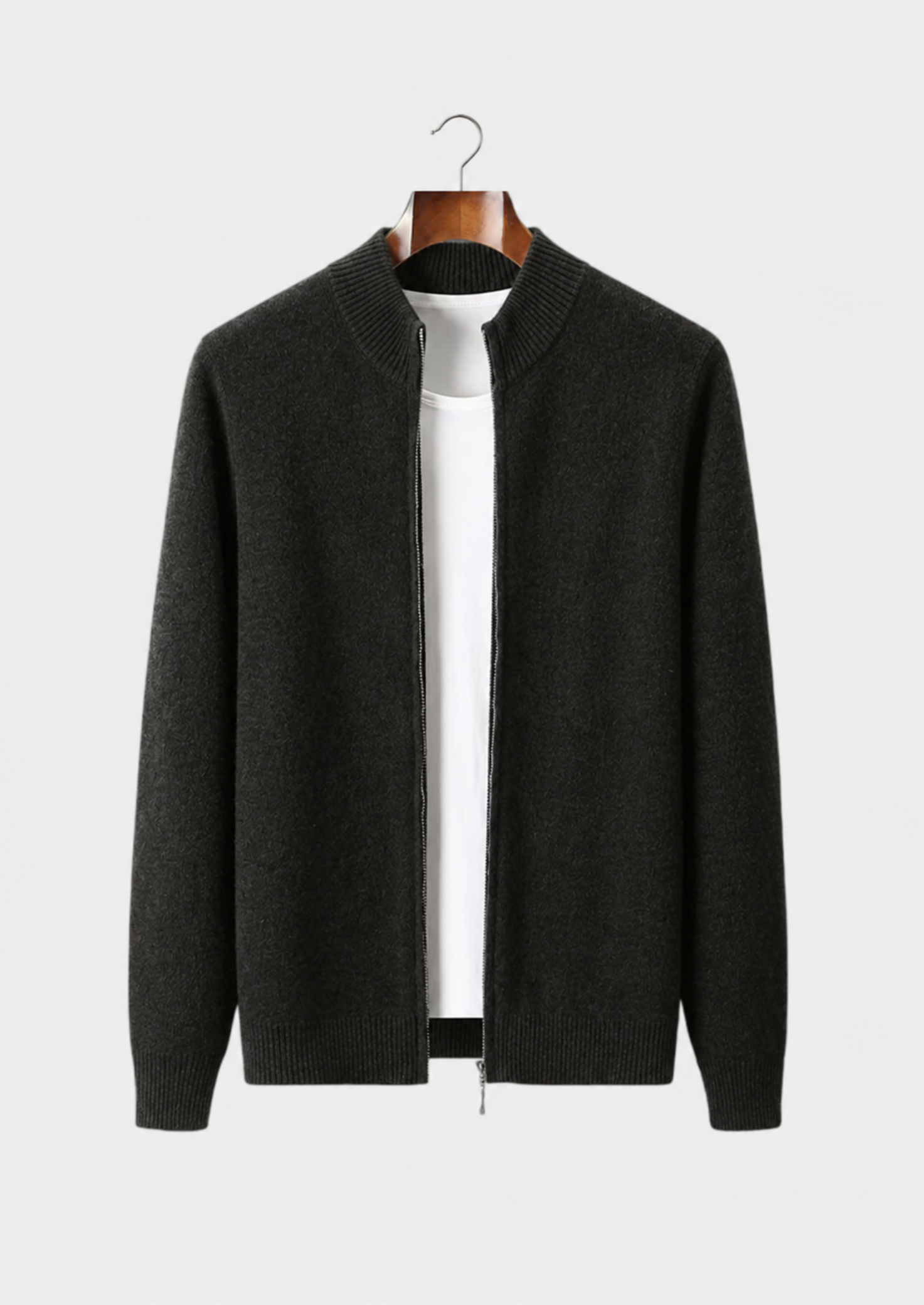 Men’s Full-Zip Cardigan with Stand Collar