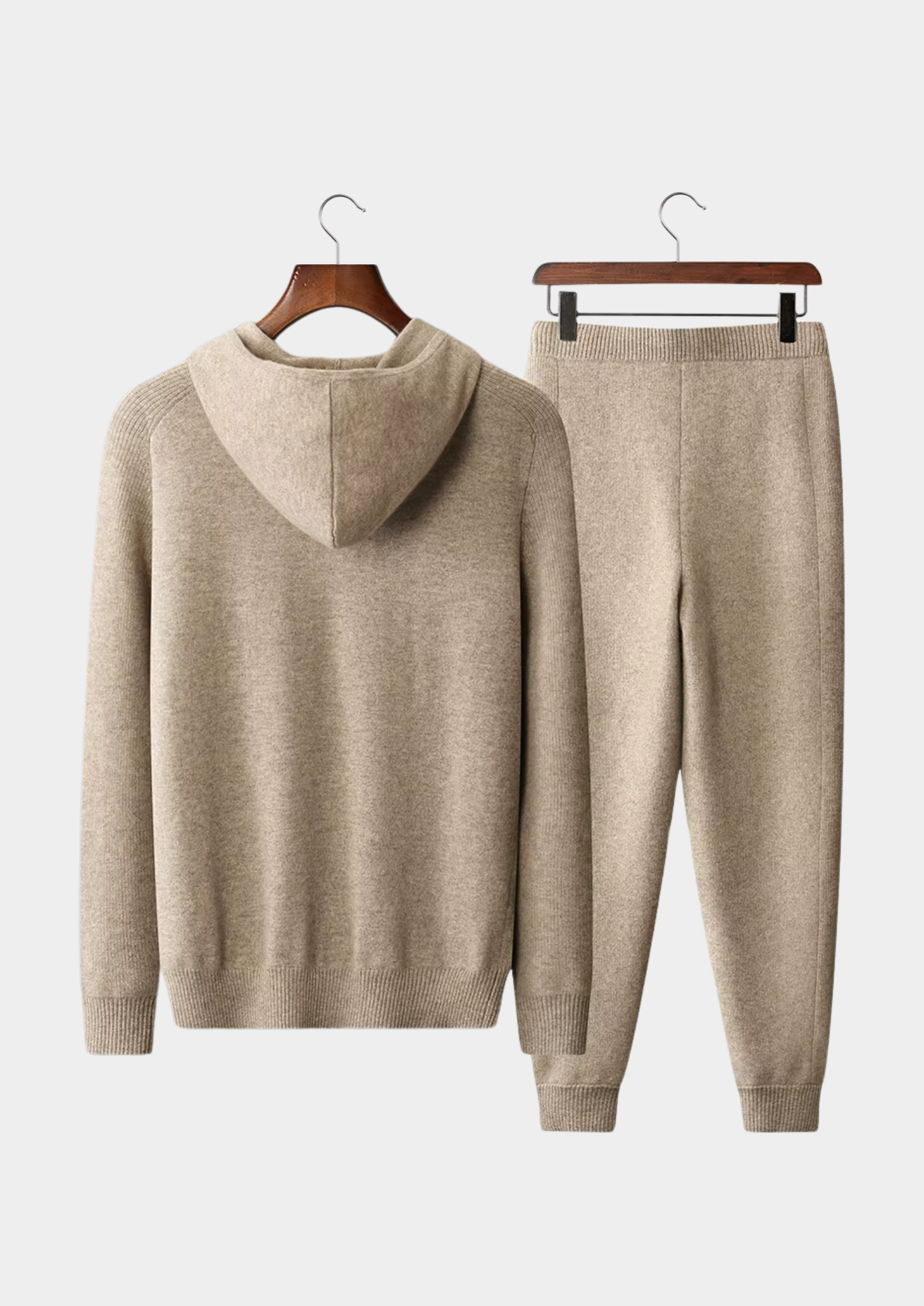 Men’s Full-Zip Hoodie Set with Ribbed Trim