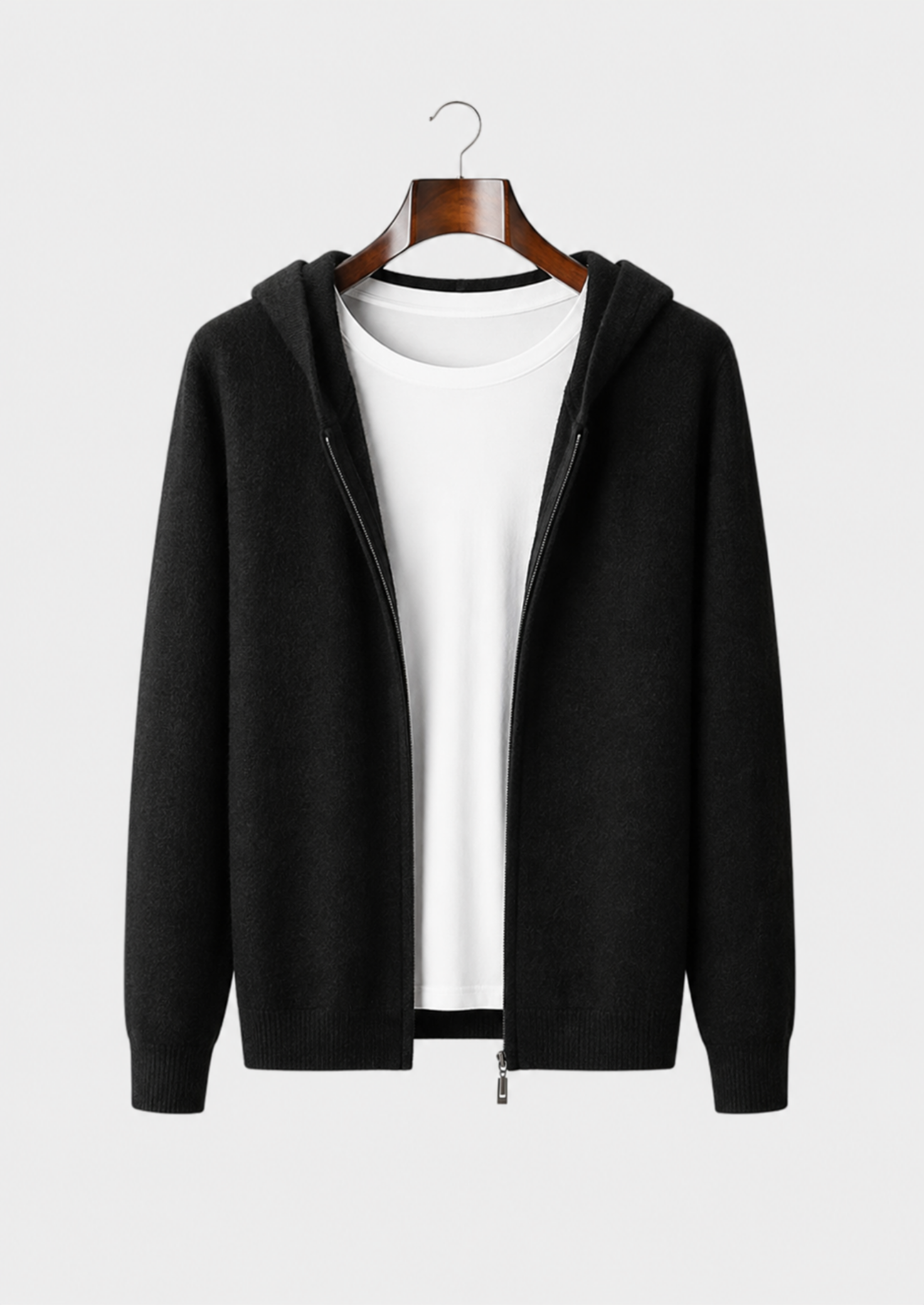 Men’s Full-Zip Knit Hoodie with Plain Finish