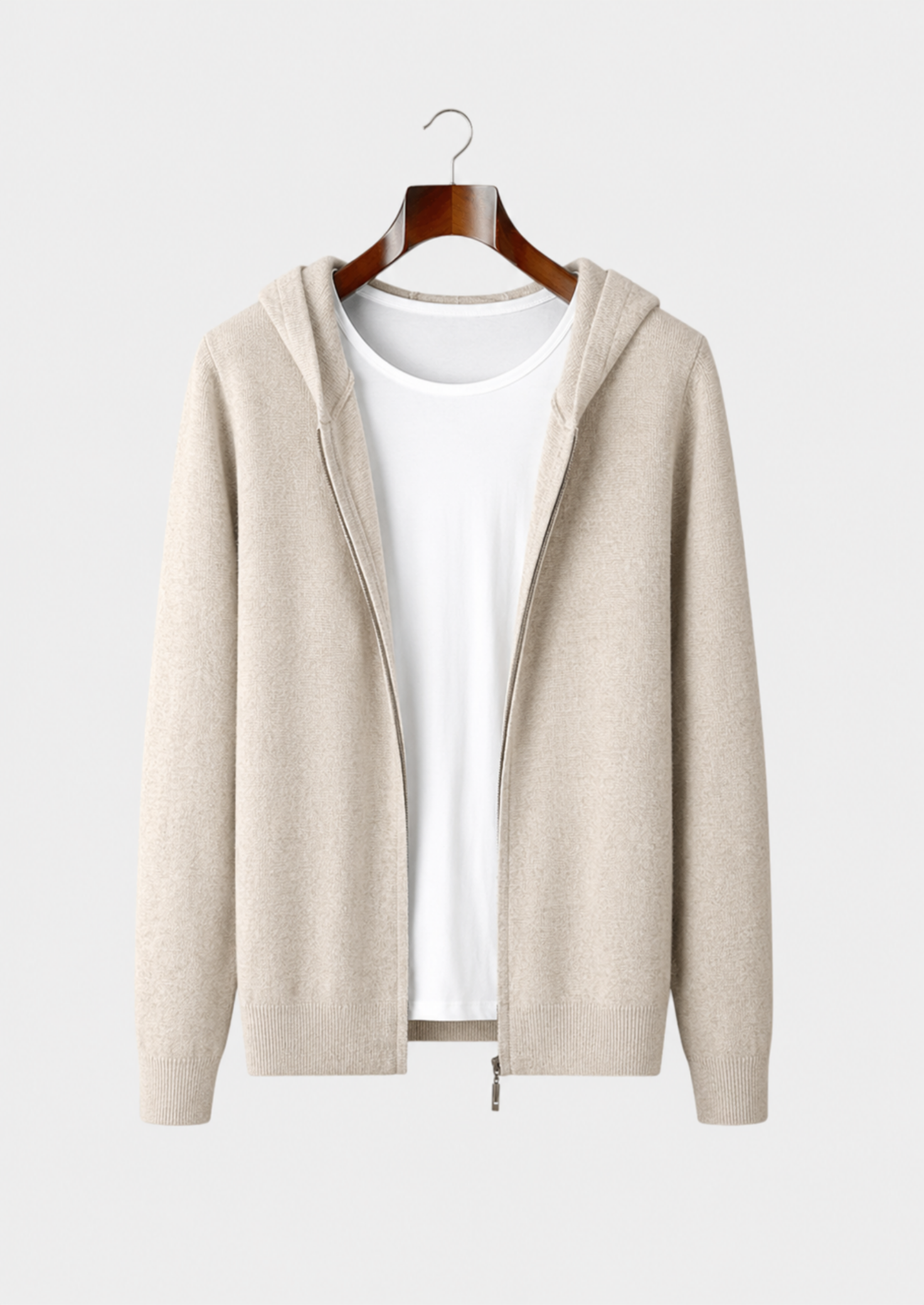 Men’s Full-Zip Knit Hoodie with Plain Finish