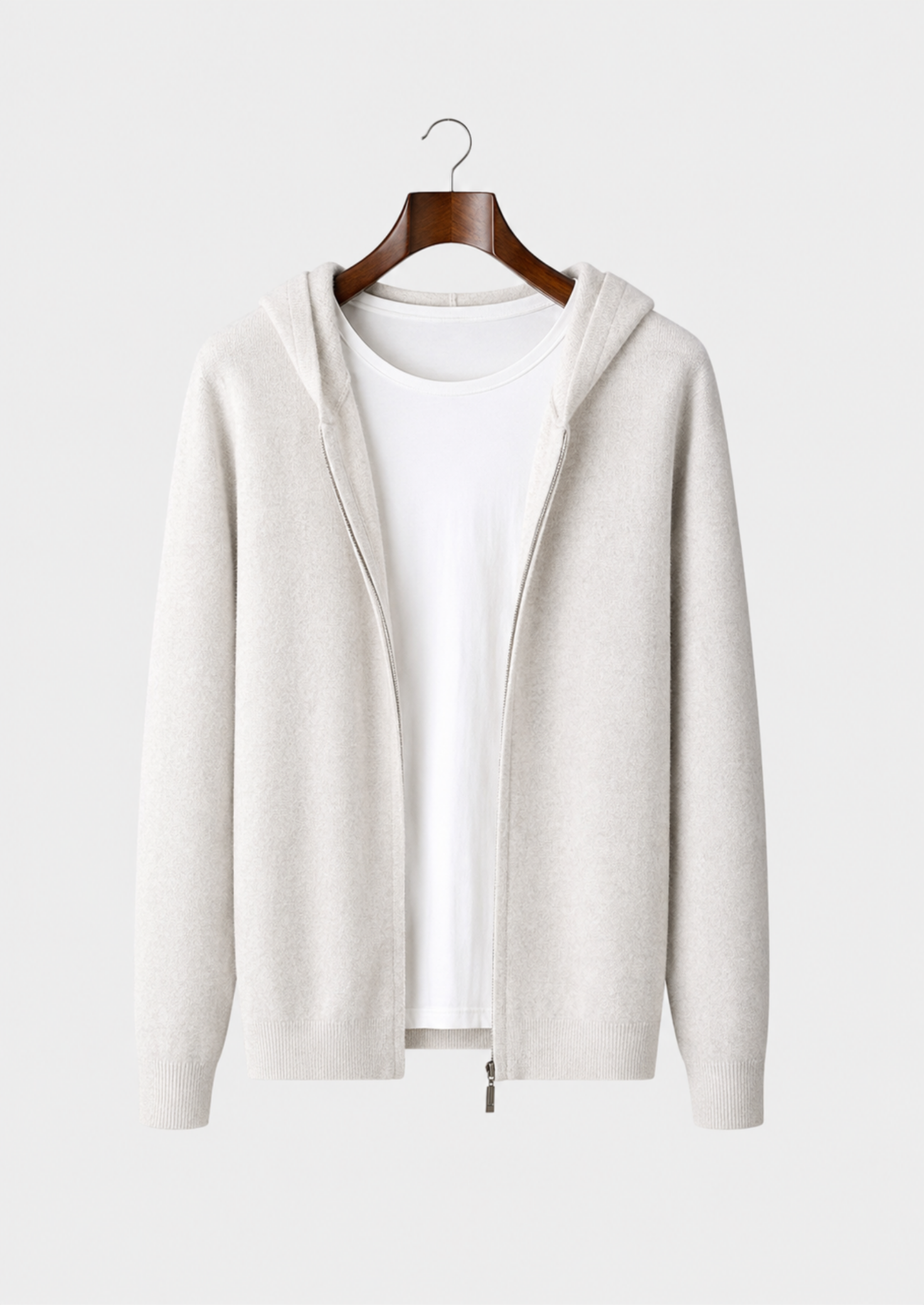 Men’s Full-Zip Knit Hoodie with Plain Finish