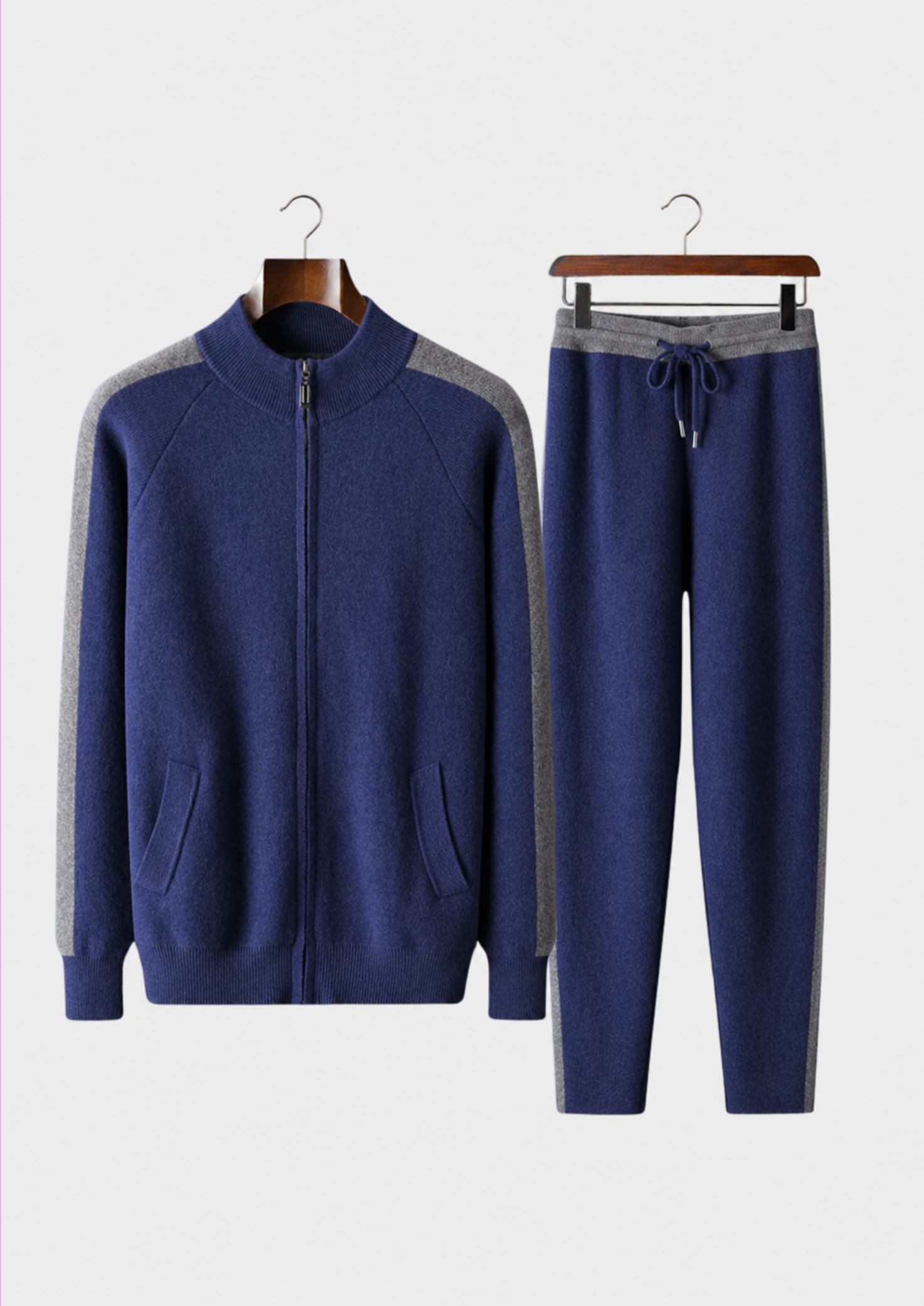 Men’s Knit Loungewear Set with Zip Jacket and Trousers