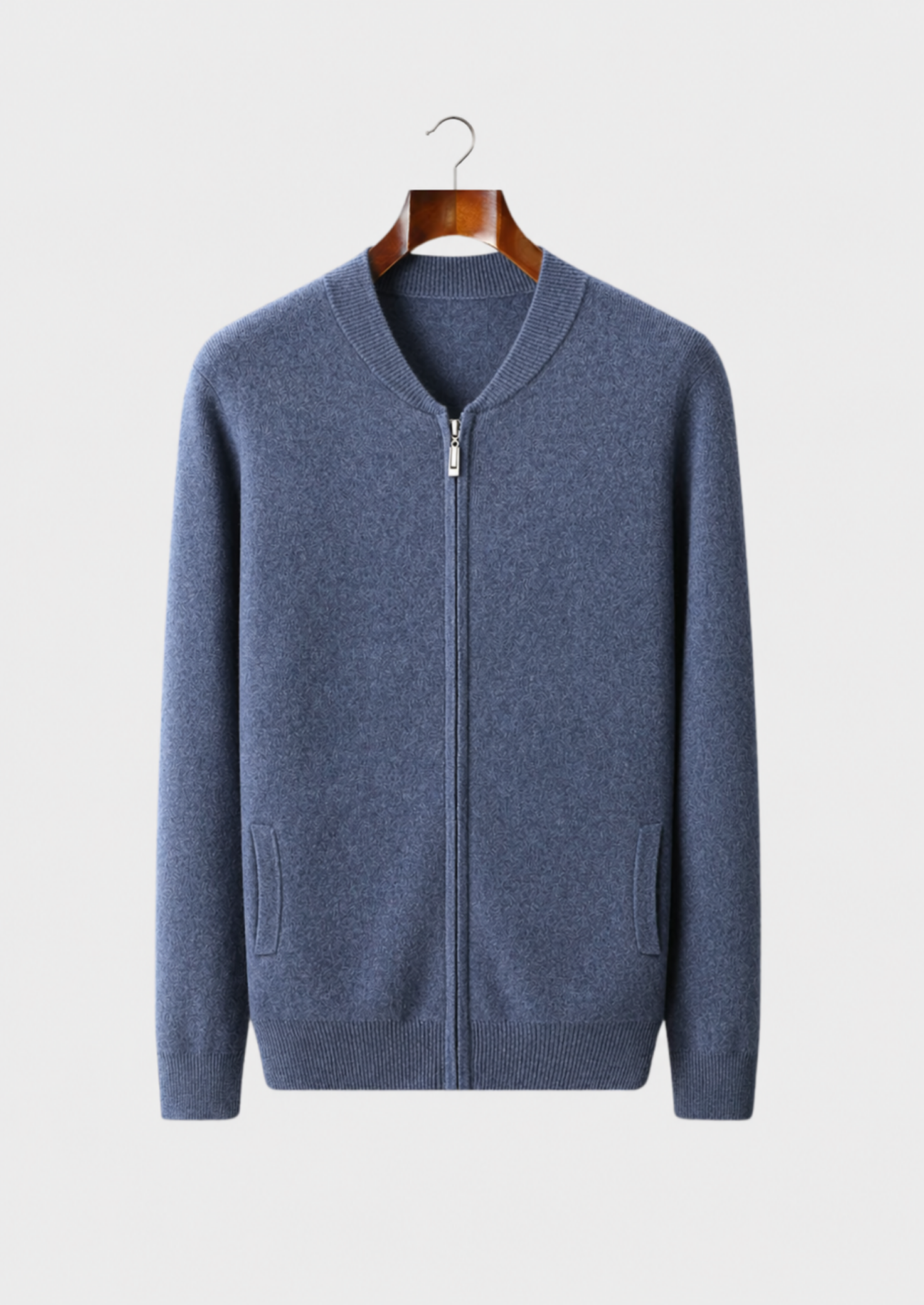 Men’s Knit Zip-Up Cardigan with V-Neck