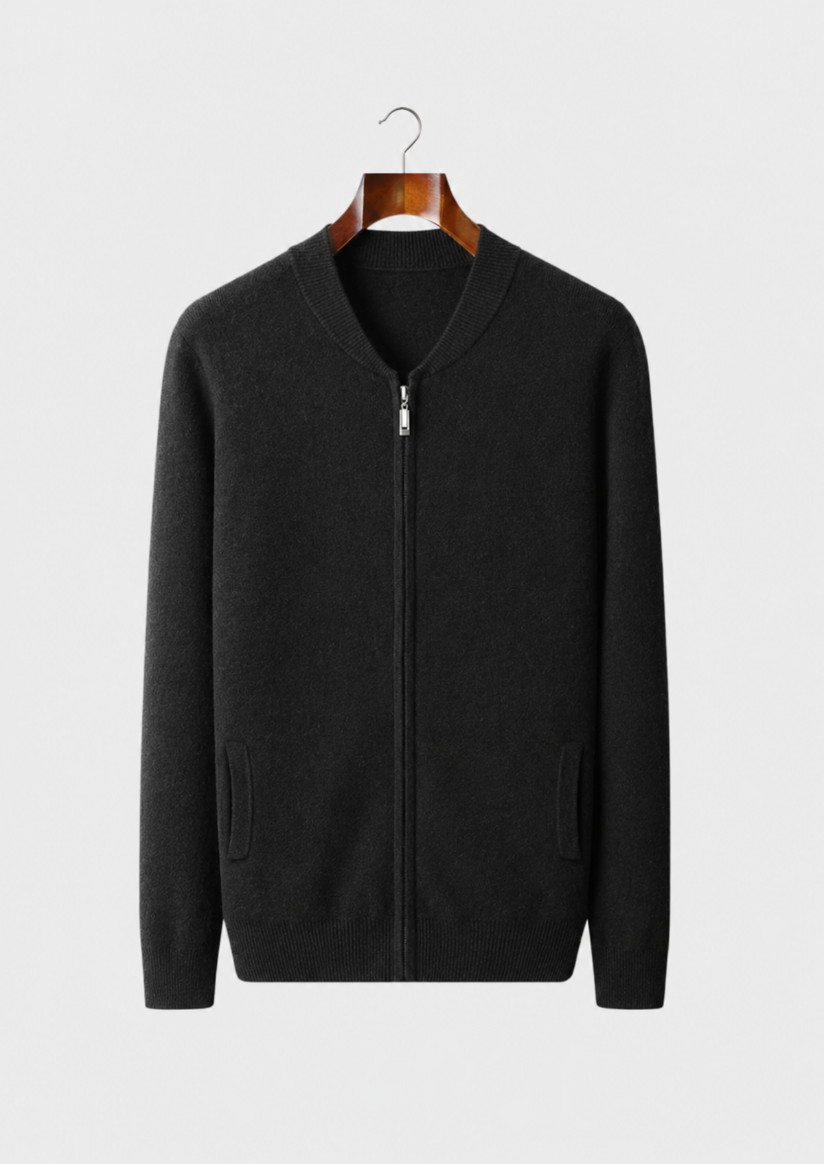 Men’s Knit Zip-Up Cardigan with V-Neck