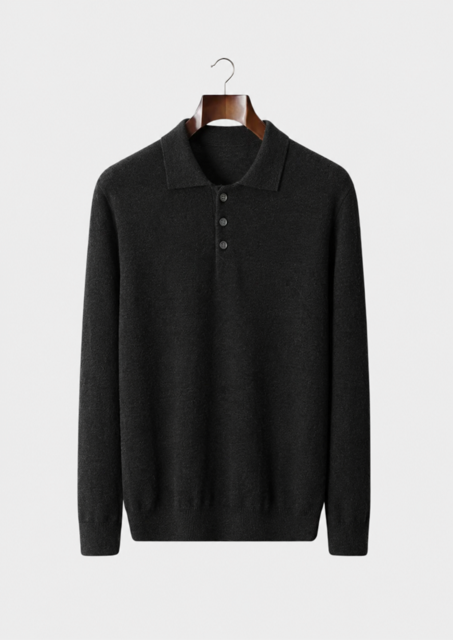 Men’s Long-Sleeve Polo Sweater with Button Placket