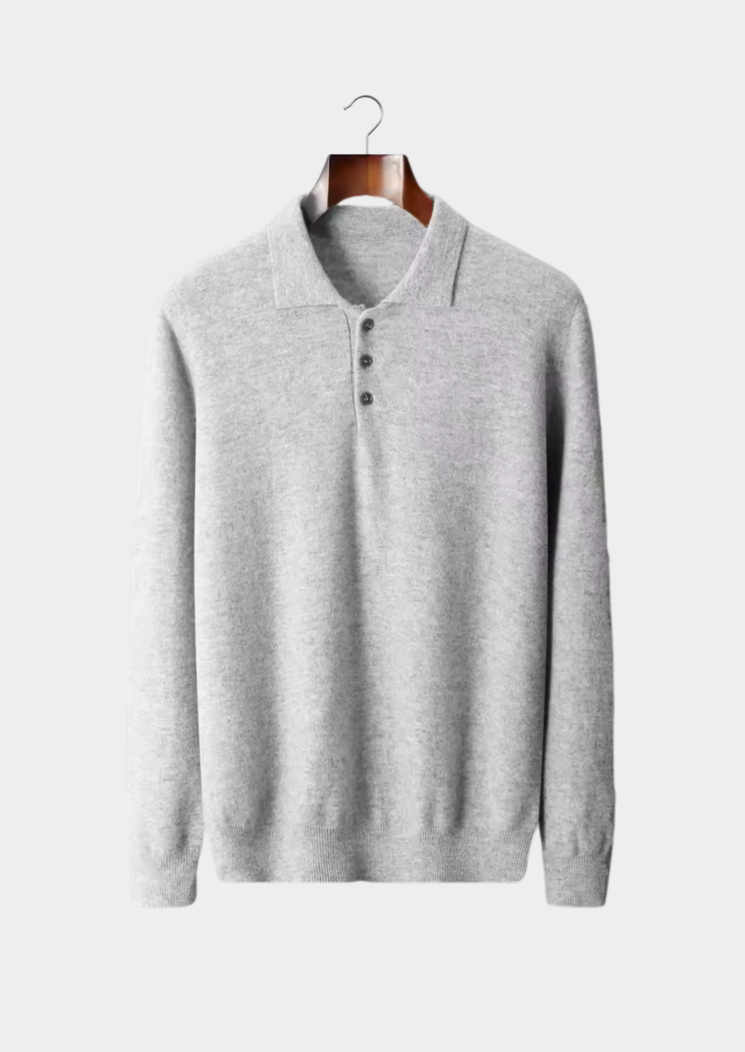 Men’s Long-Sleeve Polo Sweater with Button Placket