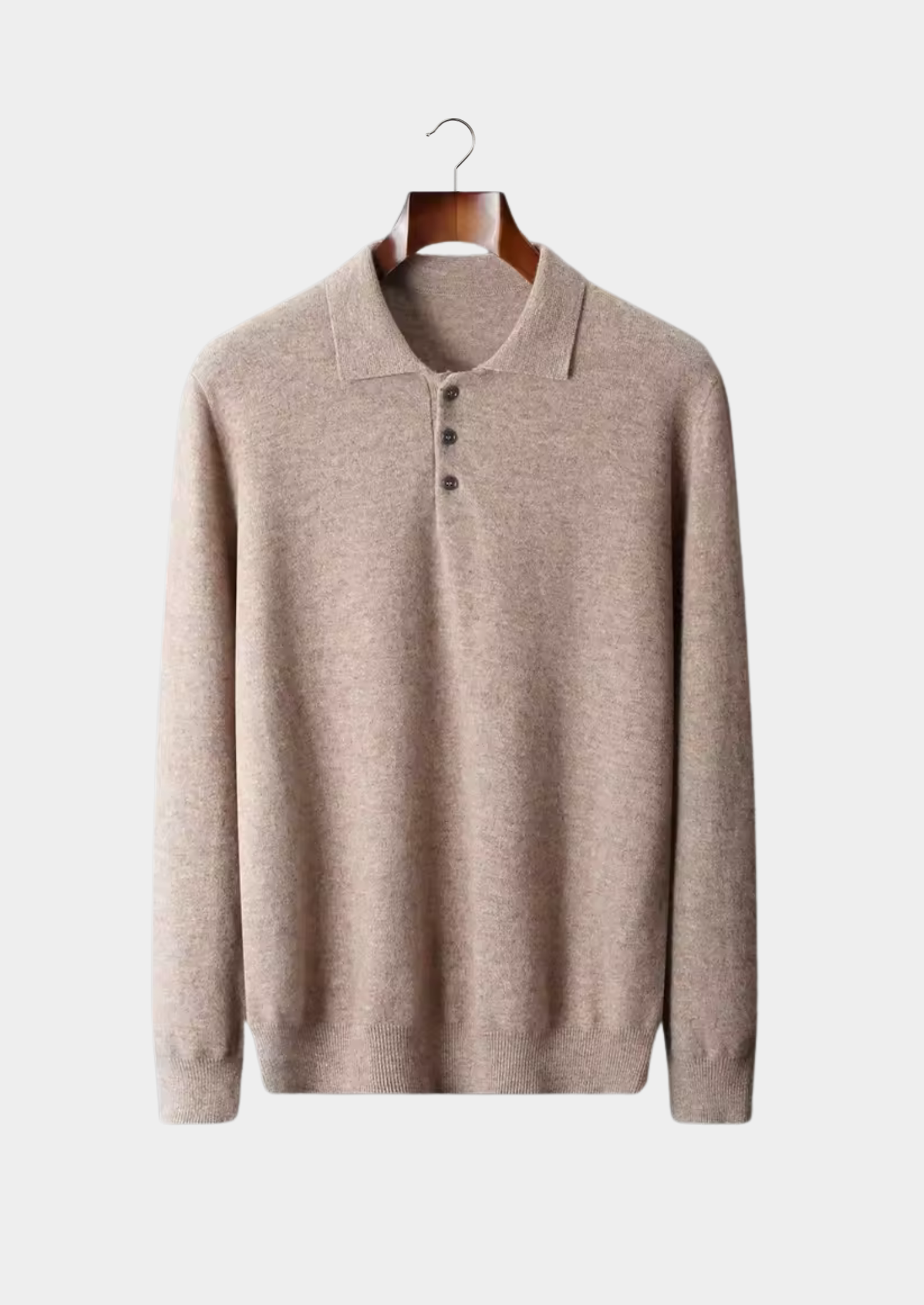 Men’s Long-Sleeve Polo Sweater with Button Placket