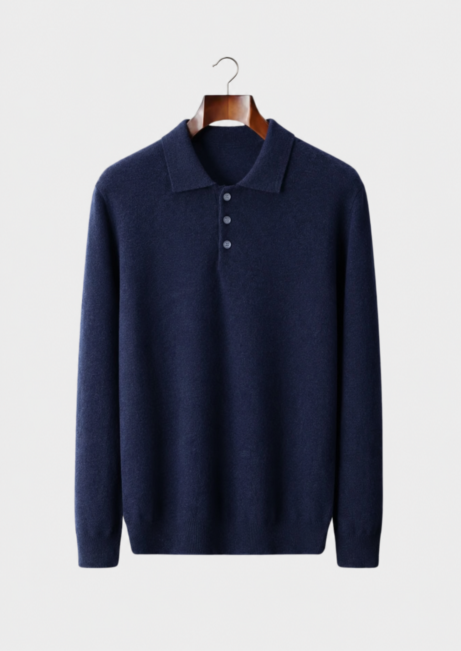 Men’s Long-Sleeve Polo Sweater with Button Placket