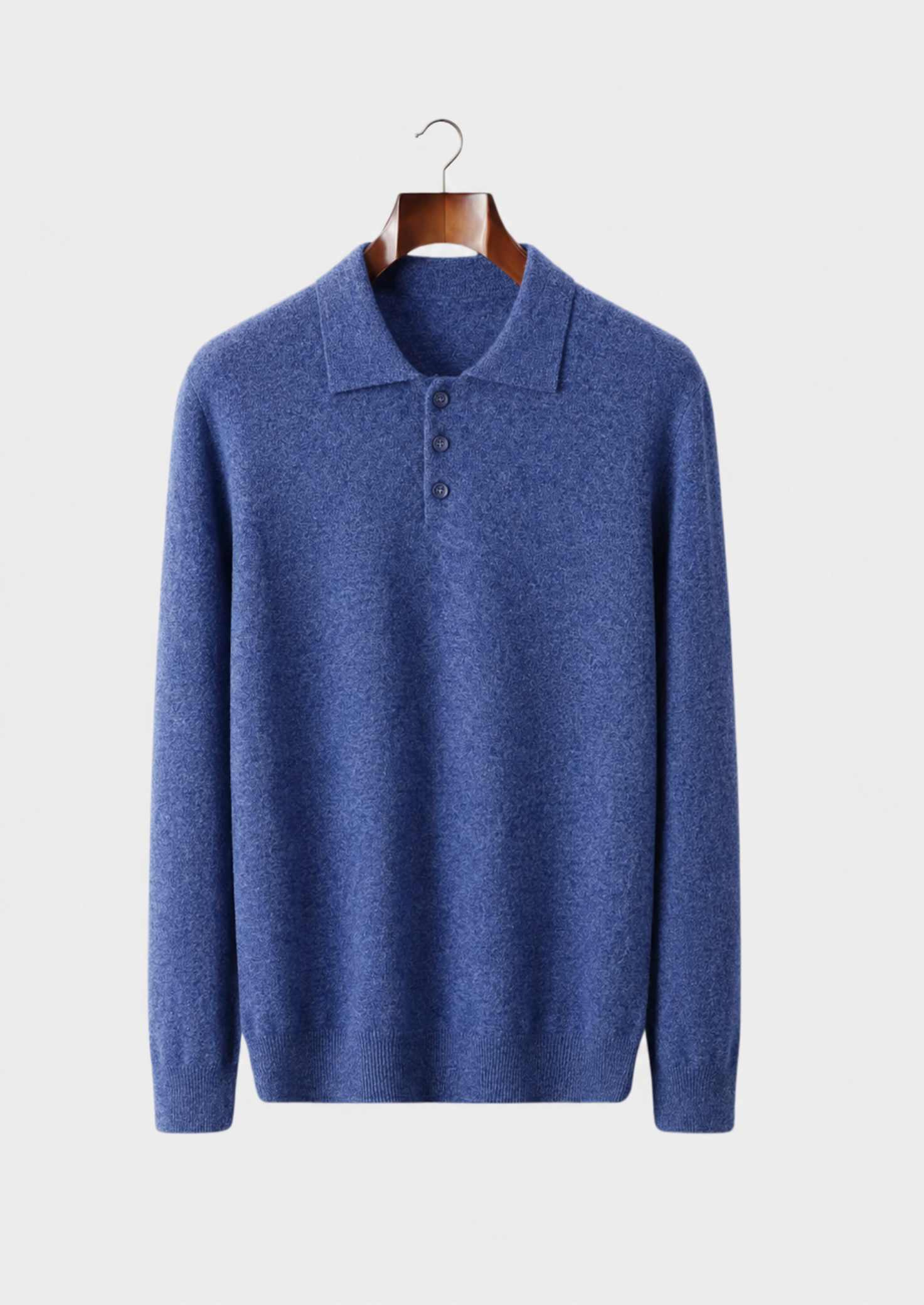 Men’s Long-Sleeve Polo Sweater with Button Placket