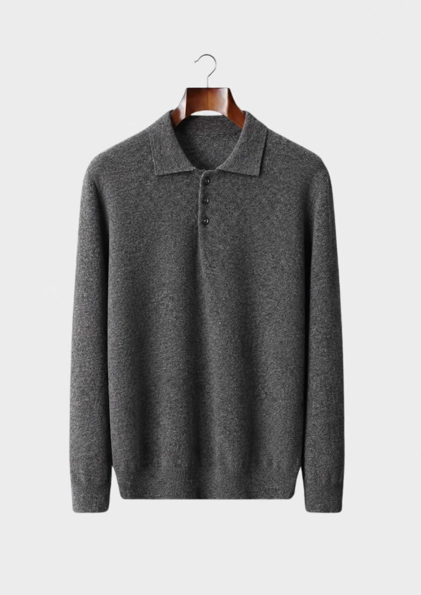 Men’s Long-Sleeve Polo Sweater with Button Placket