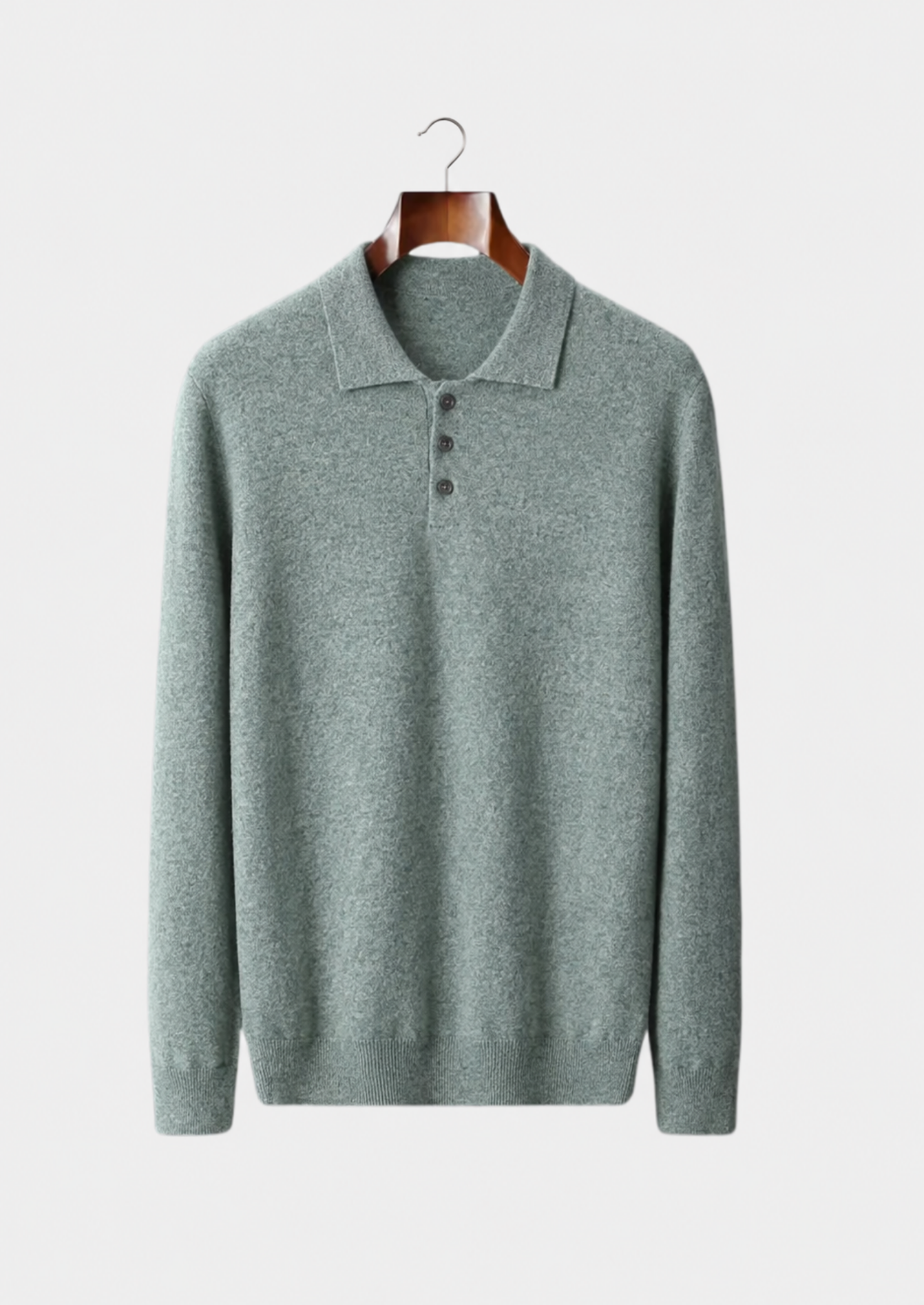 Men’s Long-Sleeve Polo Sweater with Button Placket
