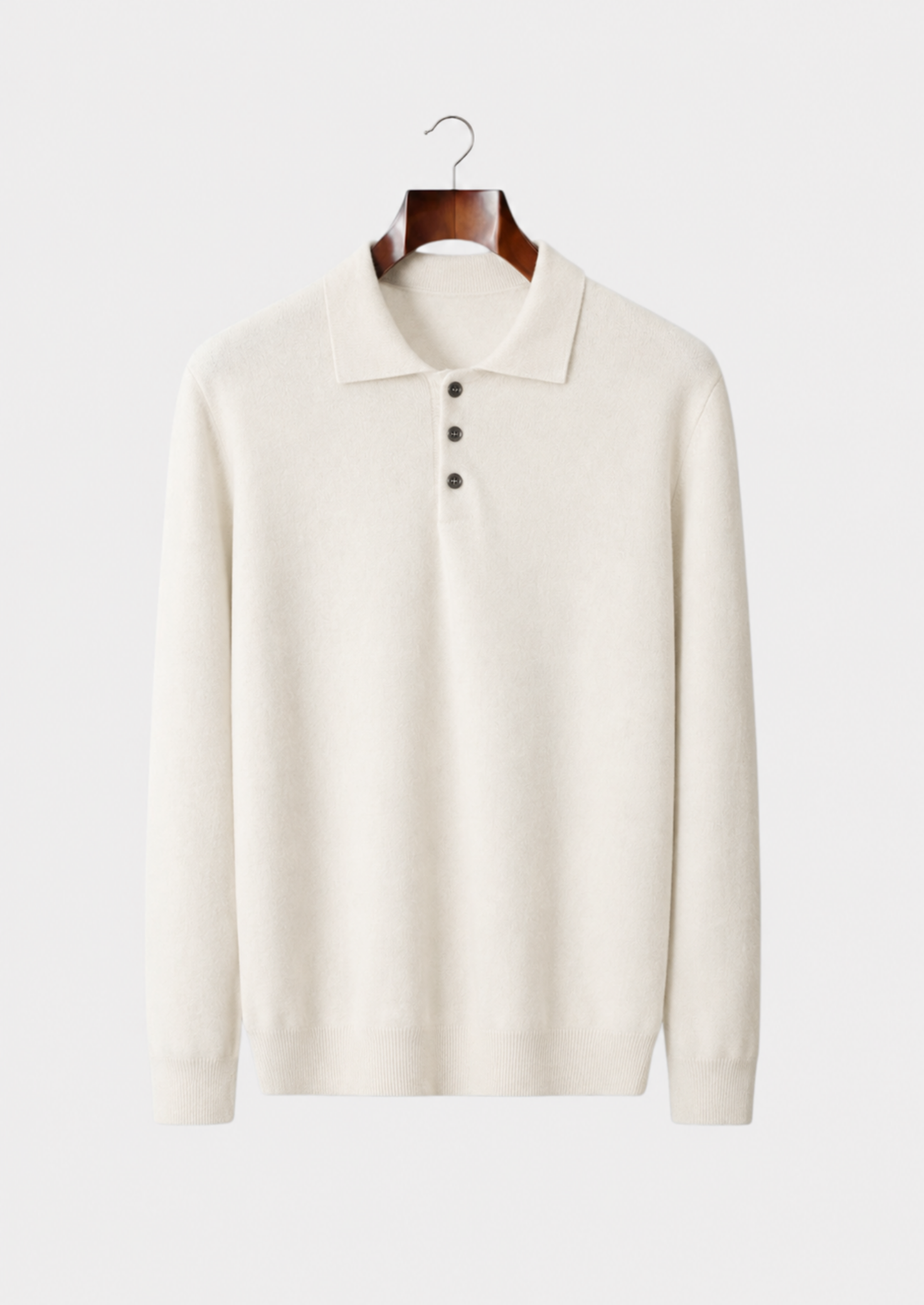 Men’s Long-Sleeve Polo Sweater with Button Placket