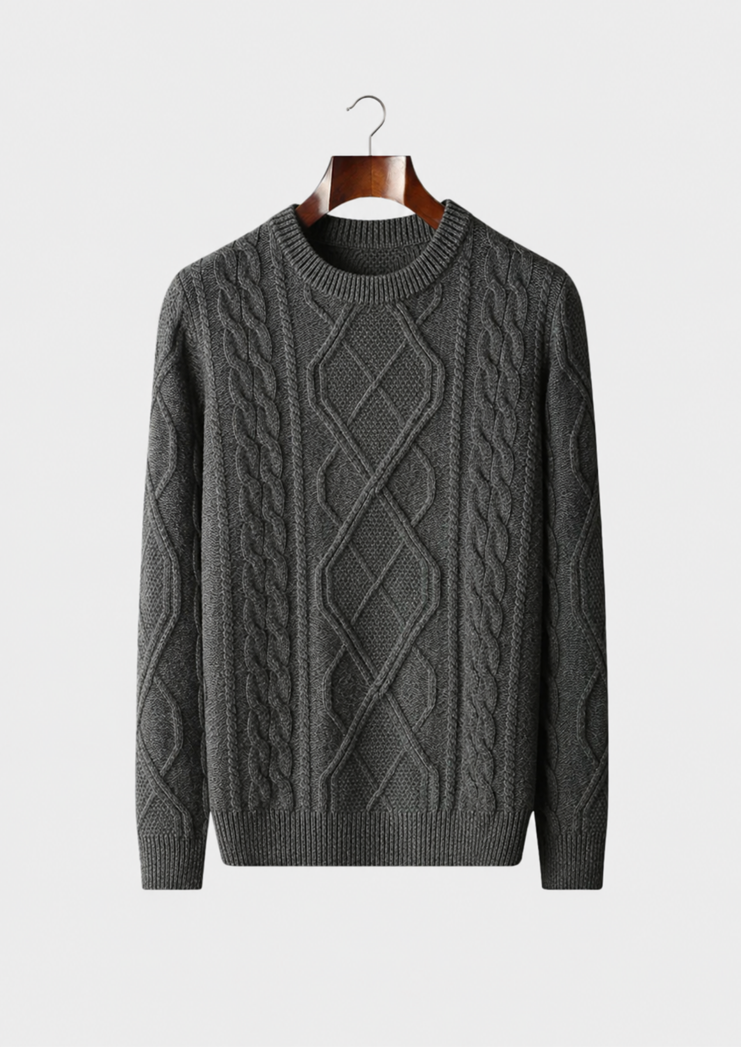 Men’s Merino Wool Cable Knit Crewneck Sweater