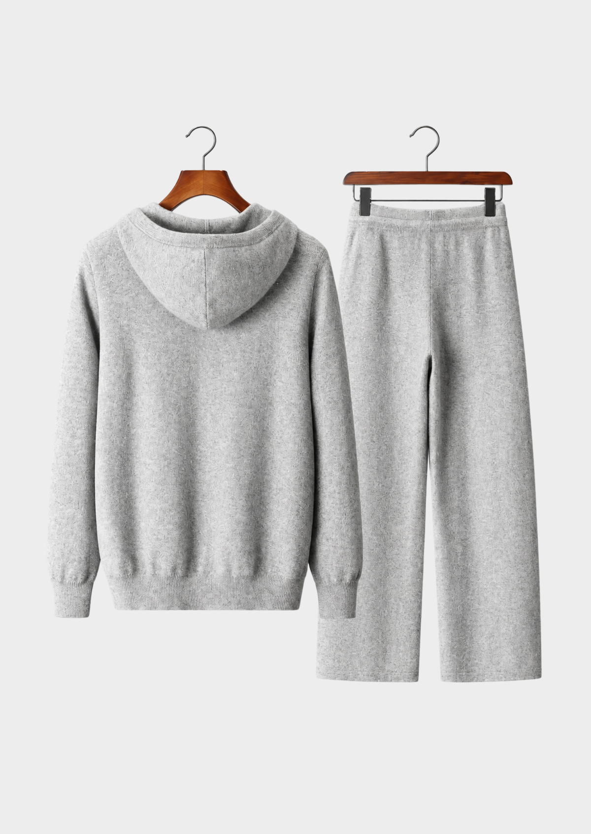 Men's Merino Wool Hooded Cardigan and Wide-Leg Knit Pants Set