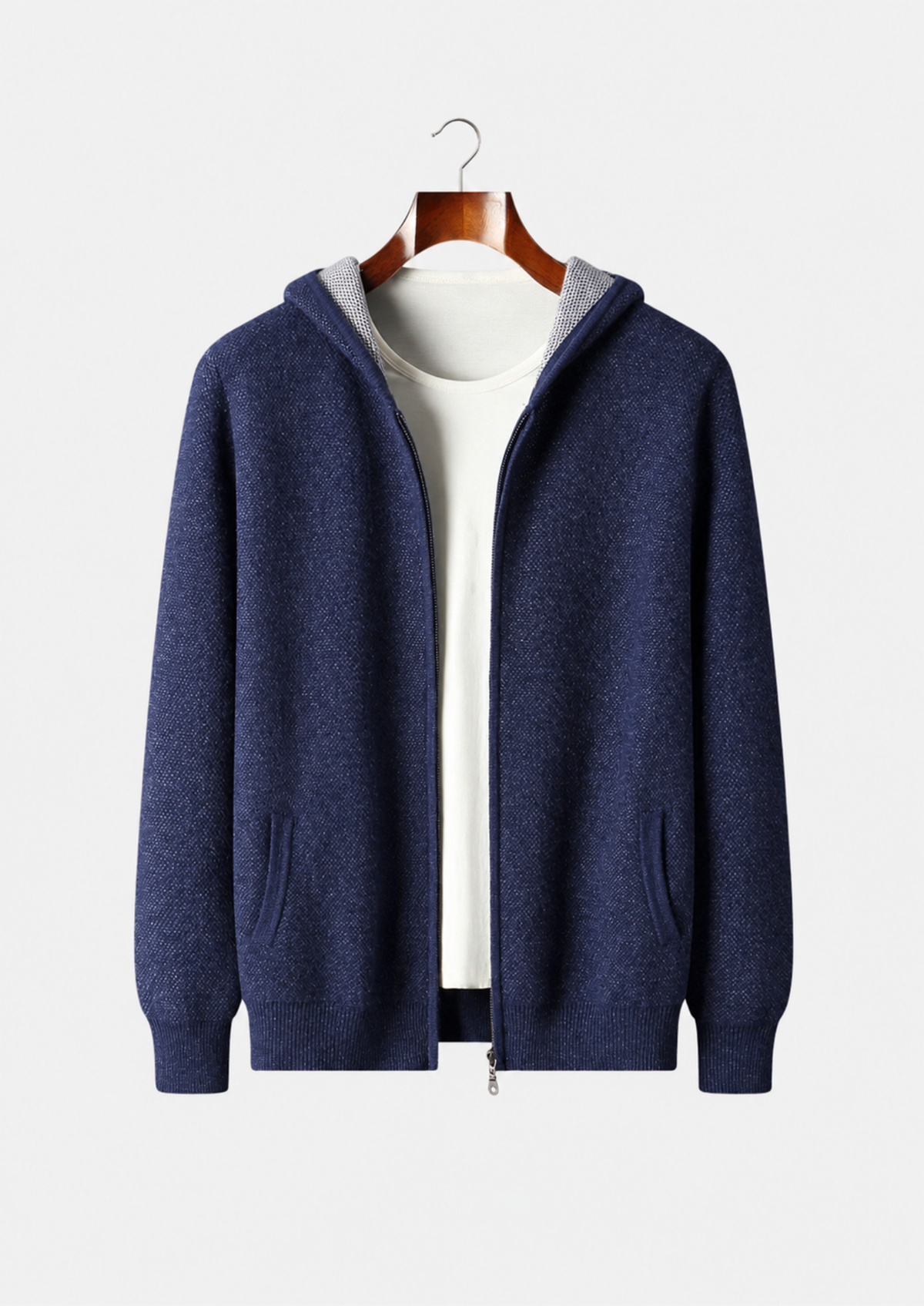 Men's Merino Wool Jacquard Full-Zip Hoodie