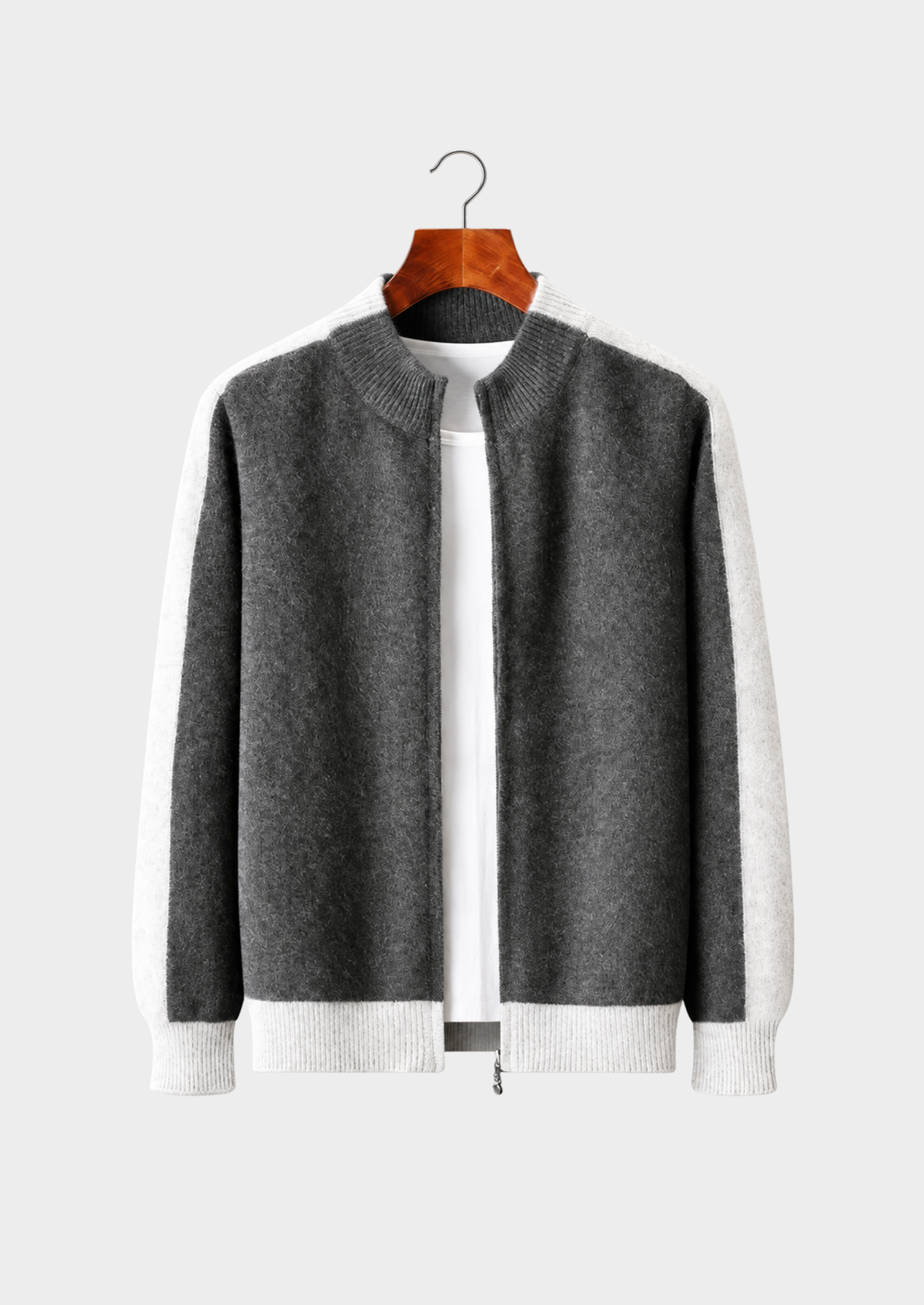 Men's Merino Wool Knitted Zip Cardigan Tracksuit Set