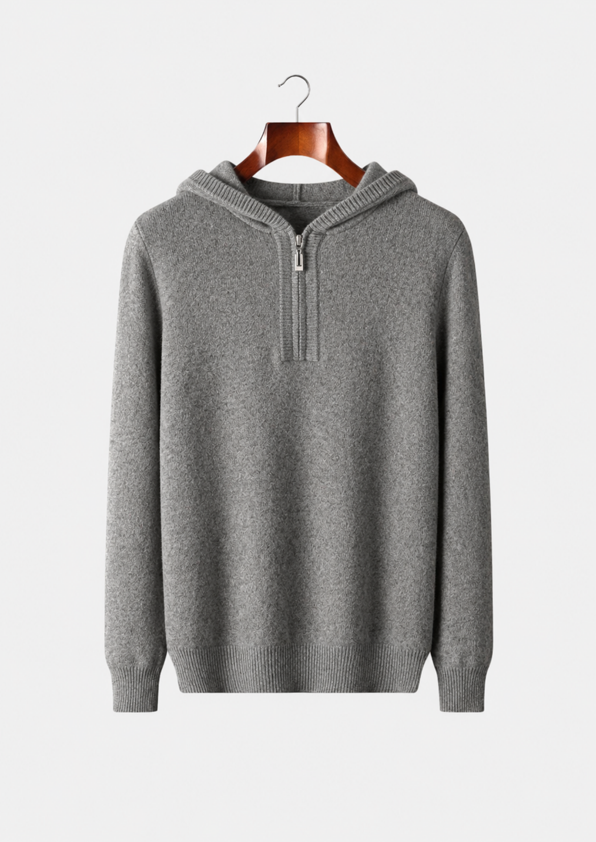 Men's Merino Wool Quarter-Zip Pullover Hoodie
