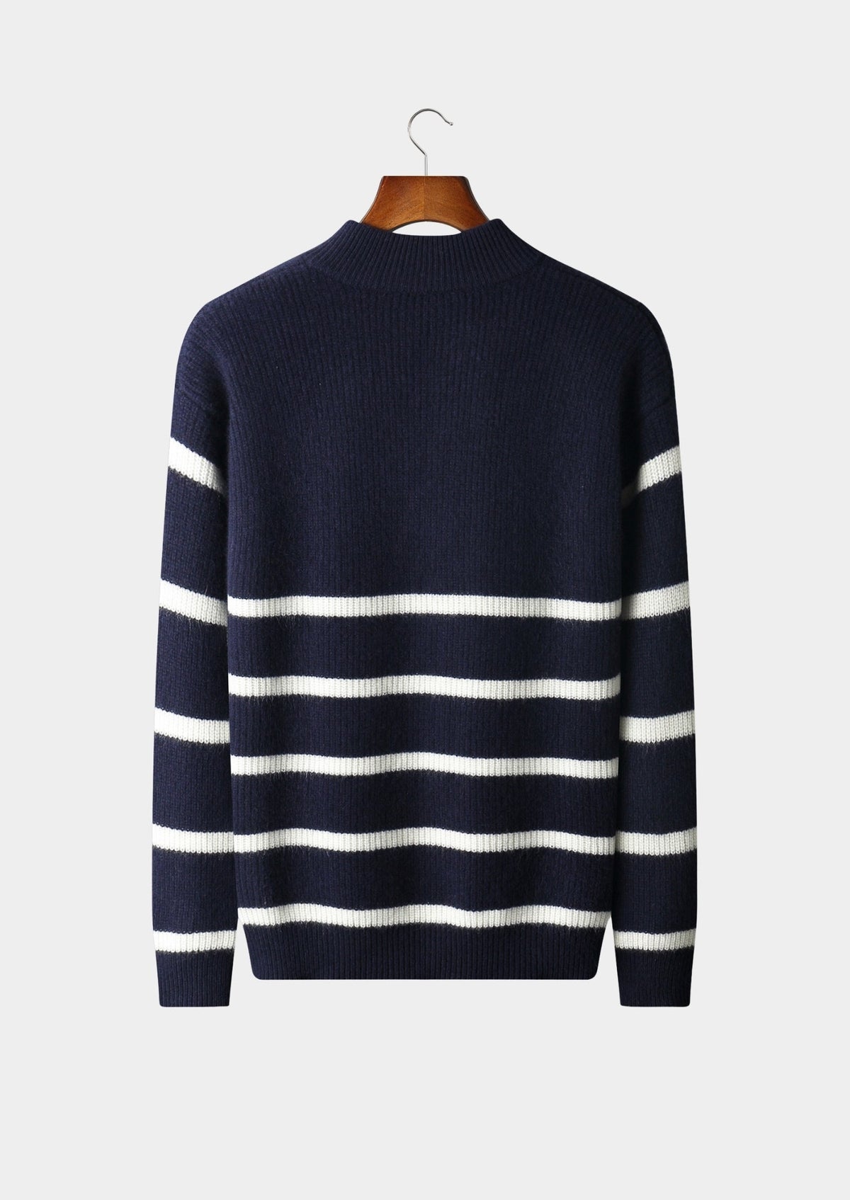 Men's Merino Wool Striped Half-Zip Knit Sweater