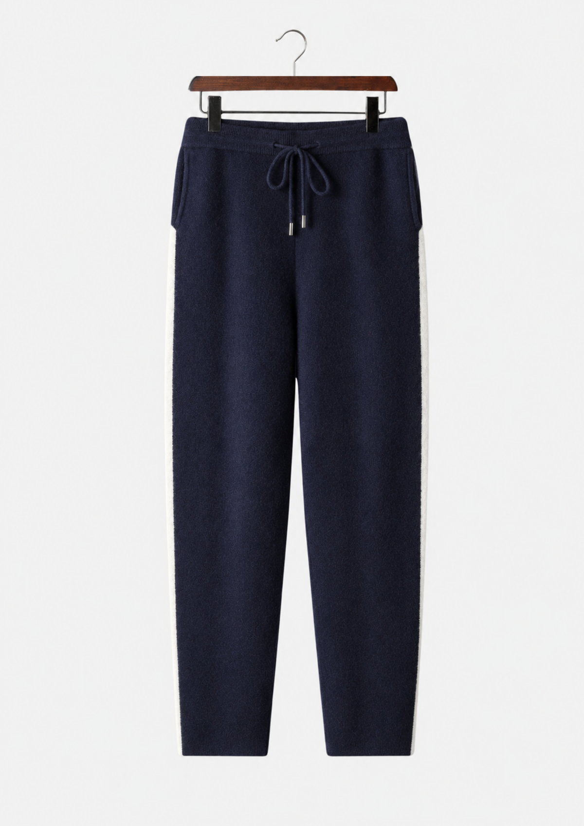 Men's Merino Wool Striped Knit Drawstring Trousers
