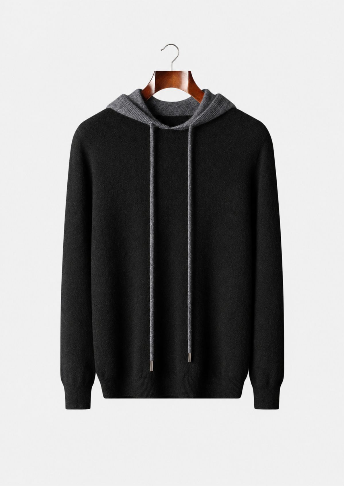 Men's Merino Wool Two-Tone Drawstring Pullover Hoodie