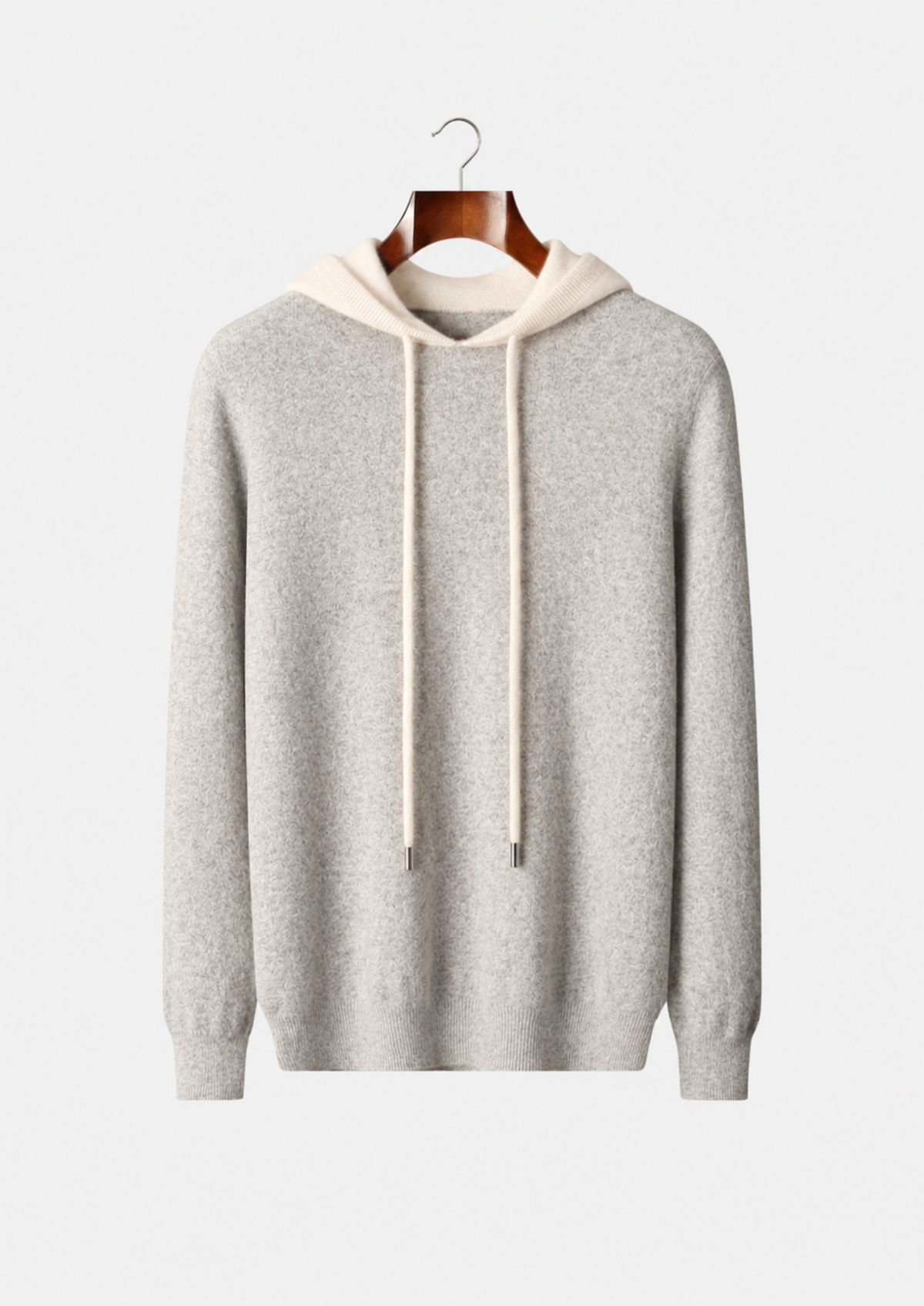 Men's Merino Wool Two-Tone Drawstring Pullover Hoodie
