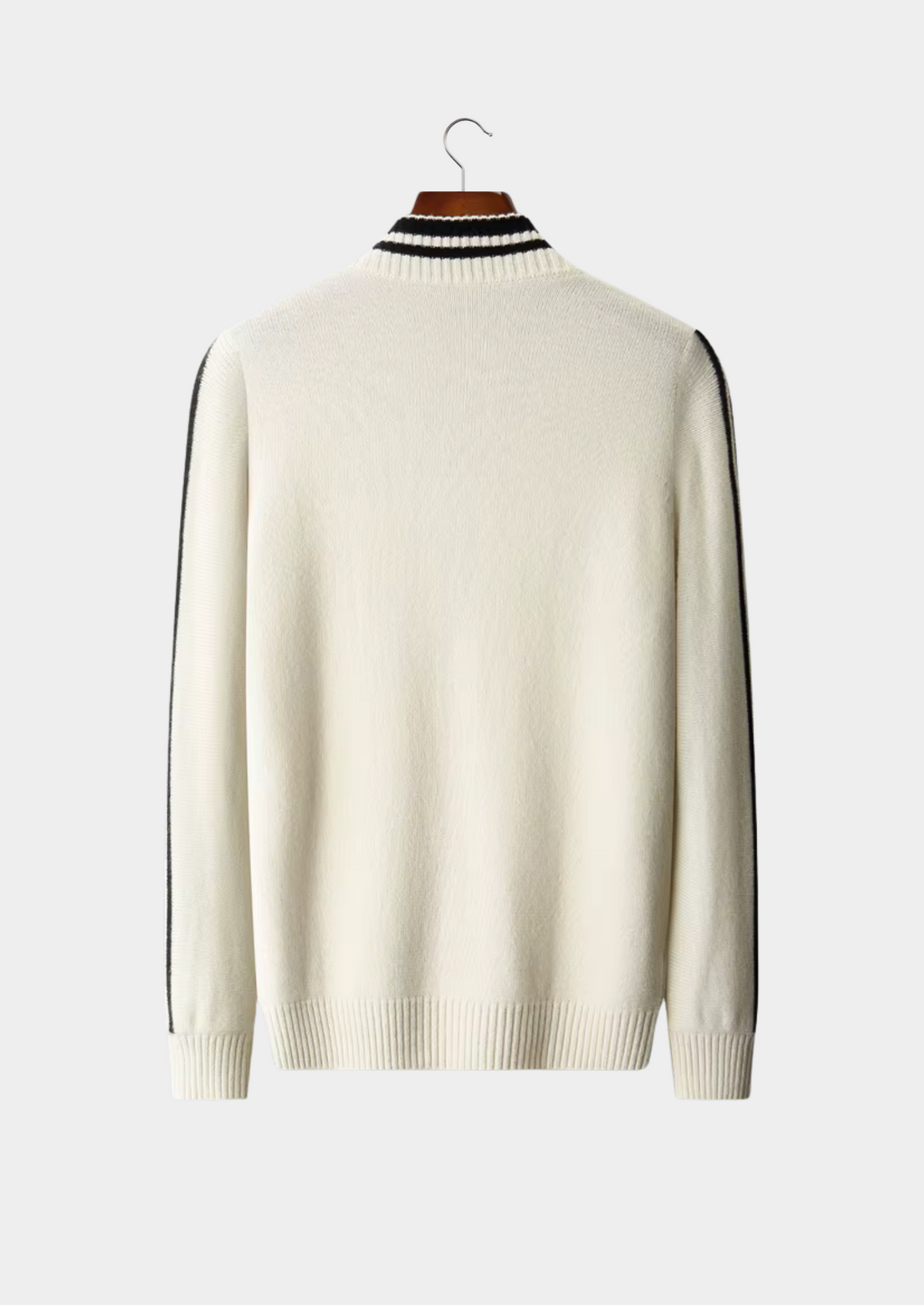 Men's Merino Wool Two-Tone Full-Zip Sweater Cardigan