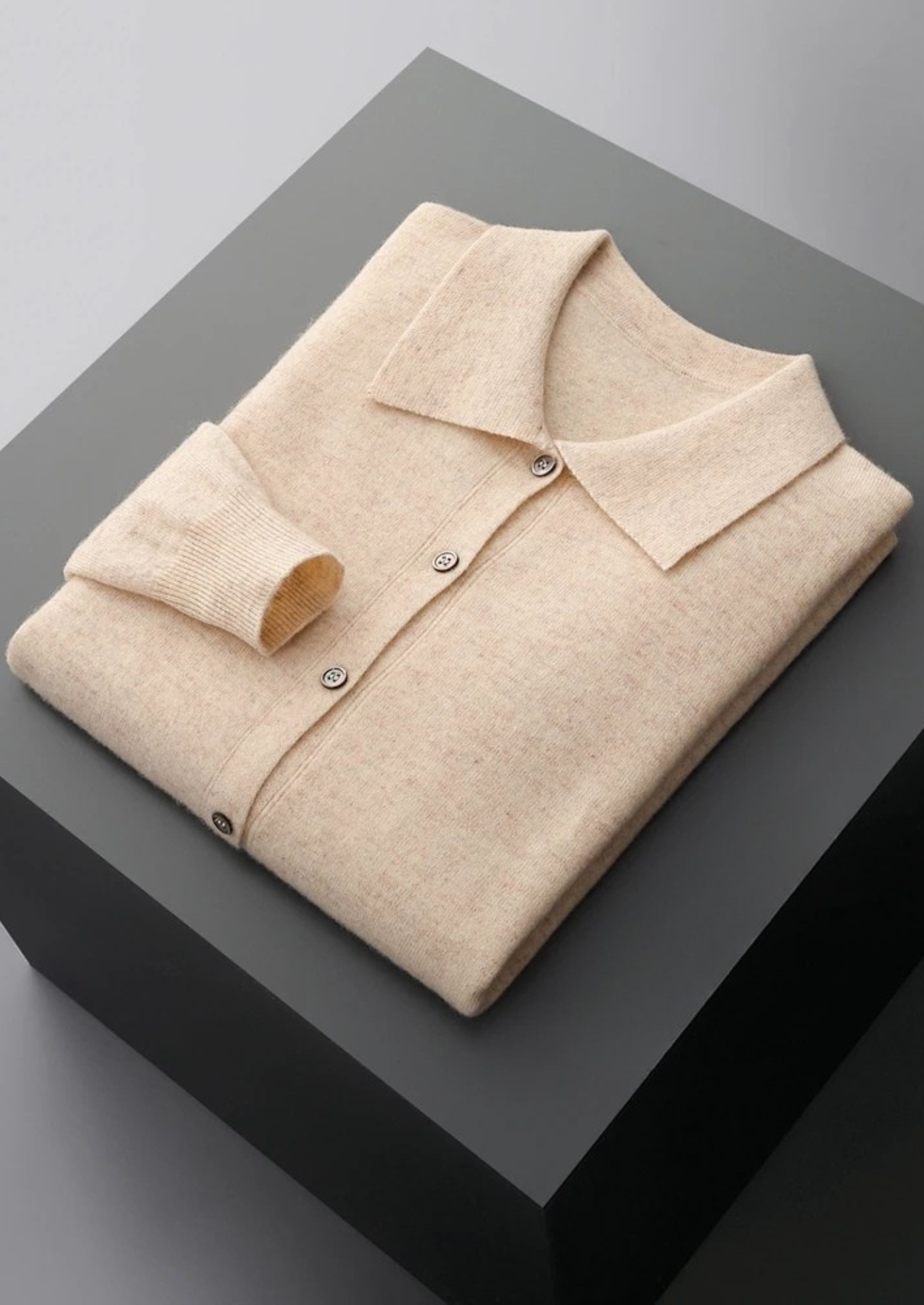 Men’s Merino Wool Polo Collar Button-Front Cardigan