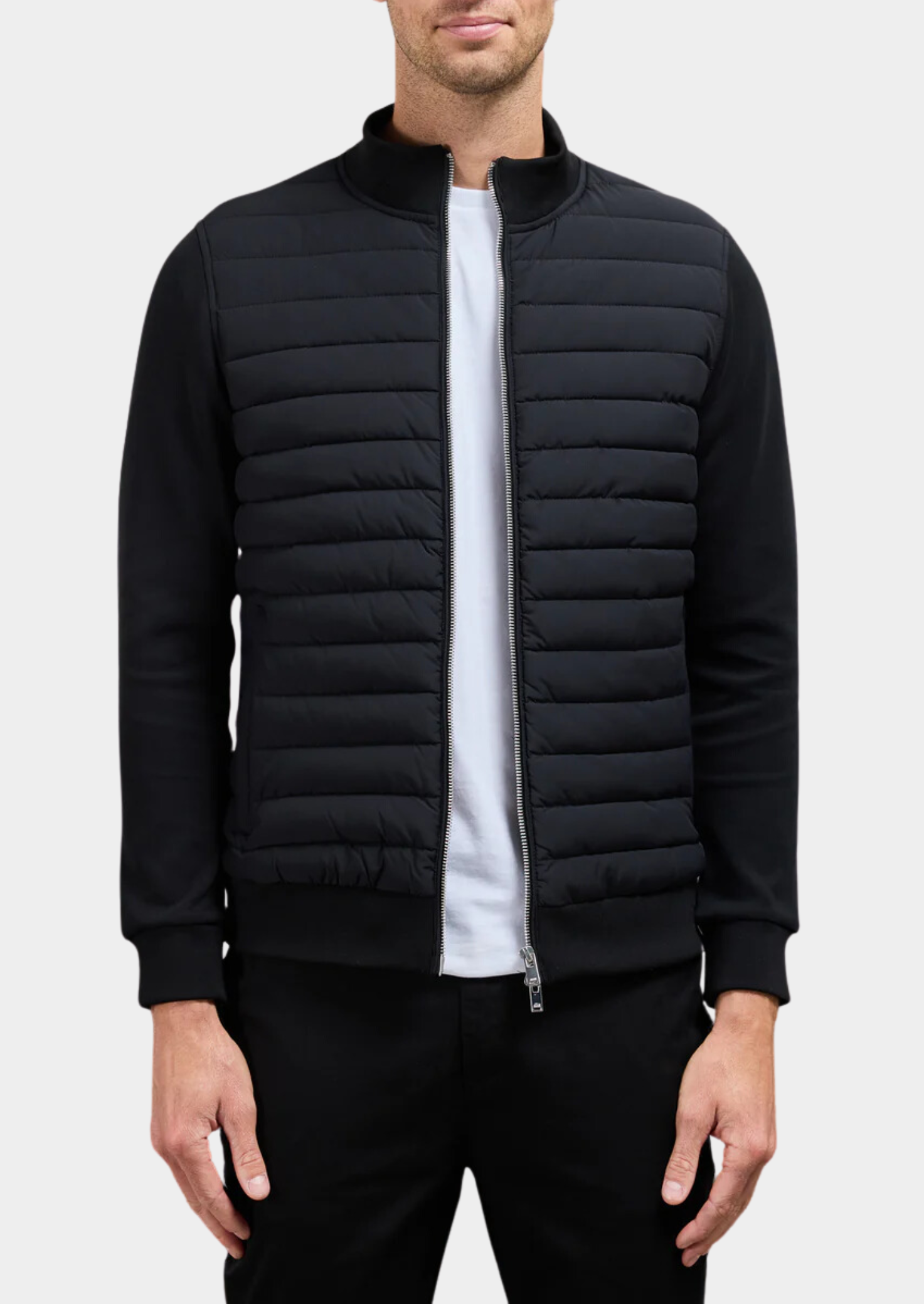 Men’s Quilted Zip Front Jacket with Side Pockets