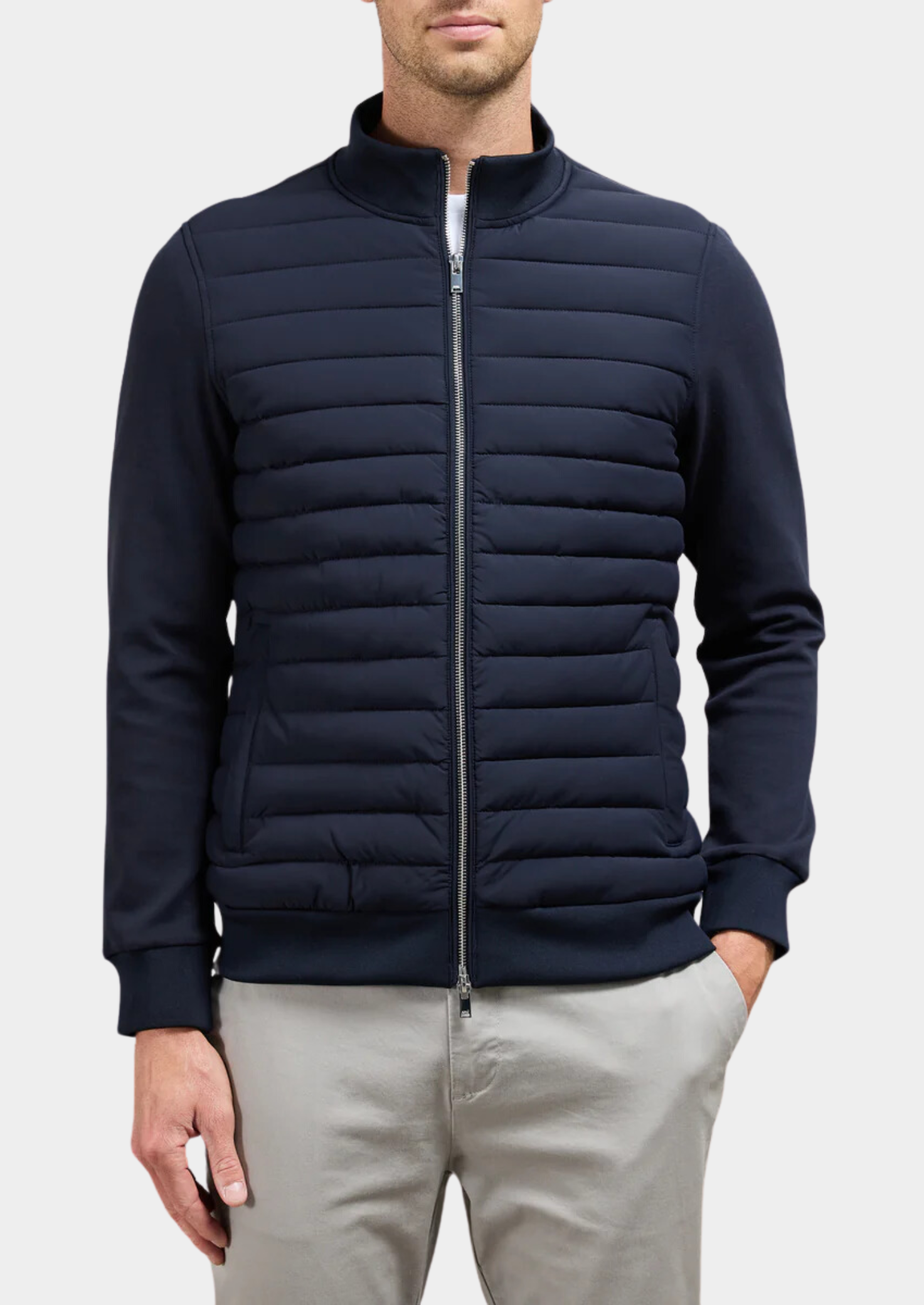 Men’s Quilted Zip Front Jacket with Side Pockets