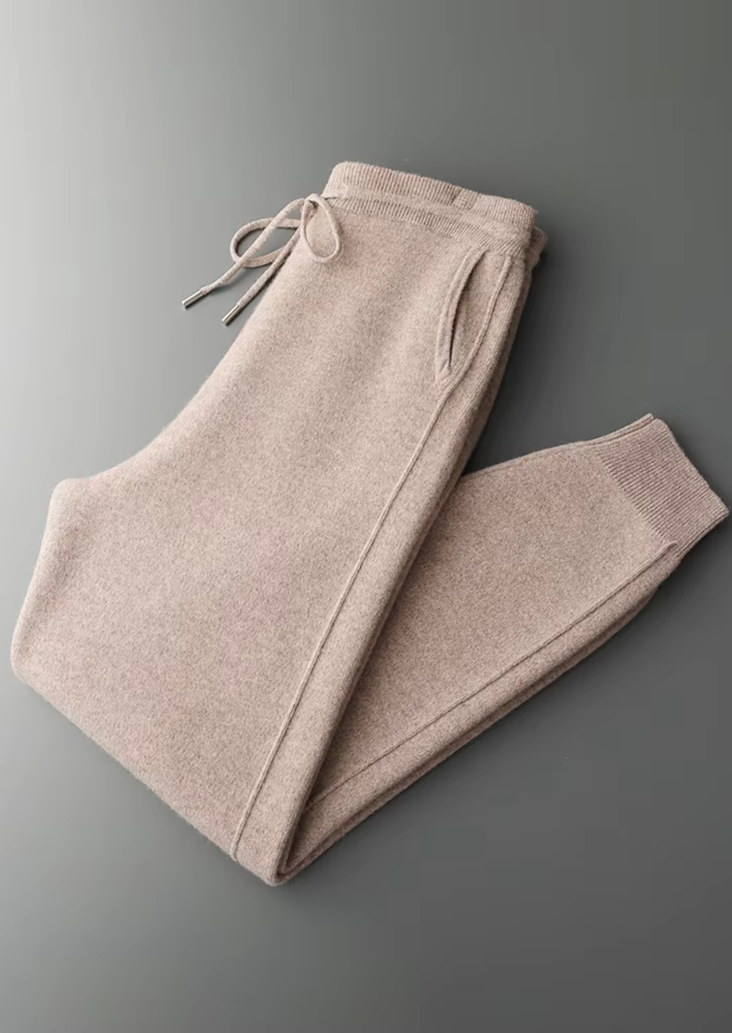 Men’s Ribbed-Waist Jogger Pants with Ankle Cuffs