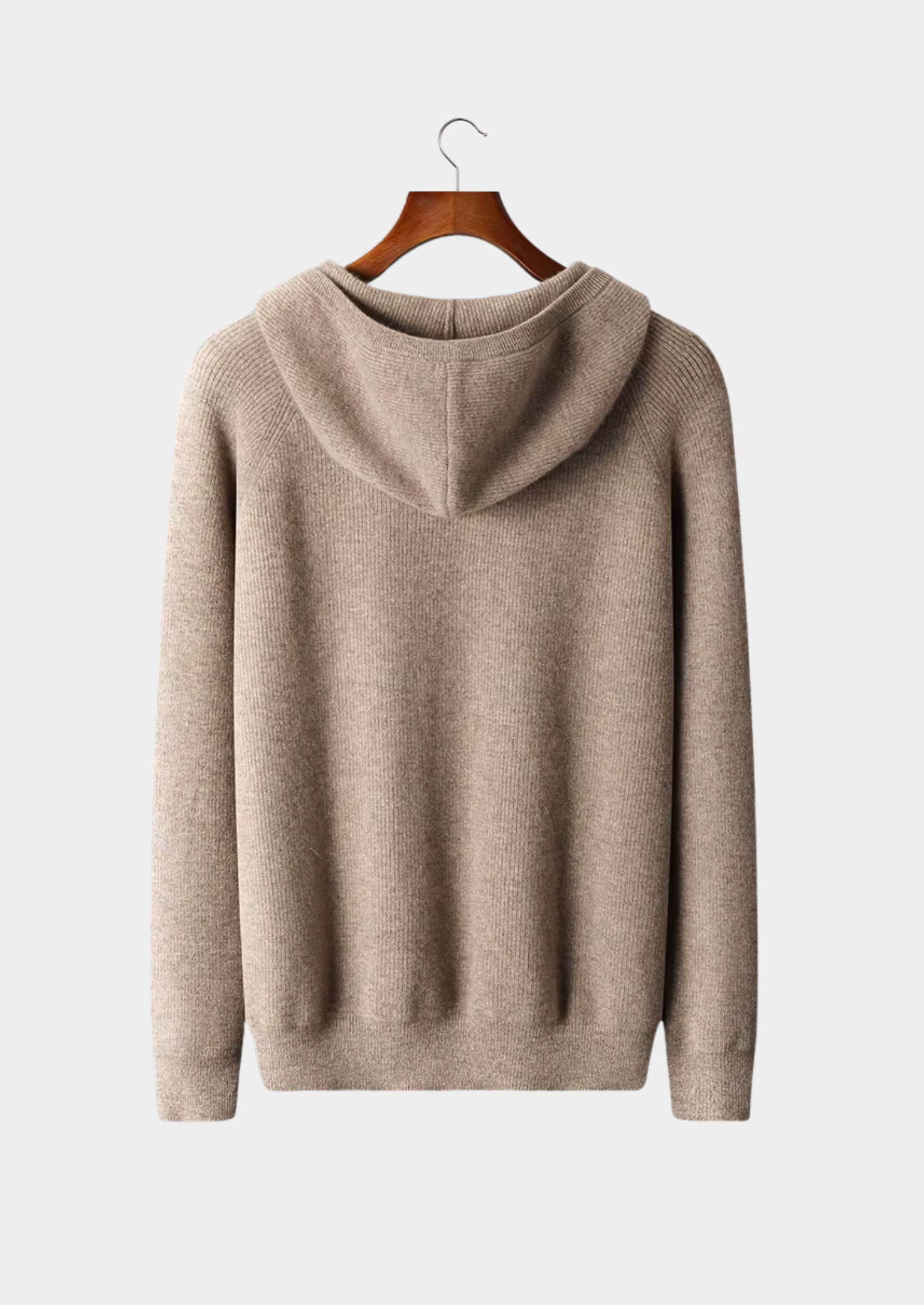 Men’s Ribbed Knit Hoodie with Full-Zip Front