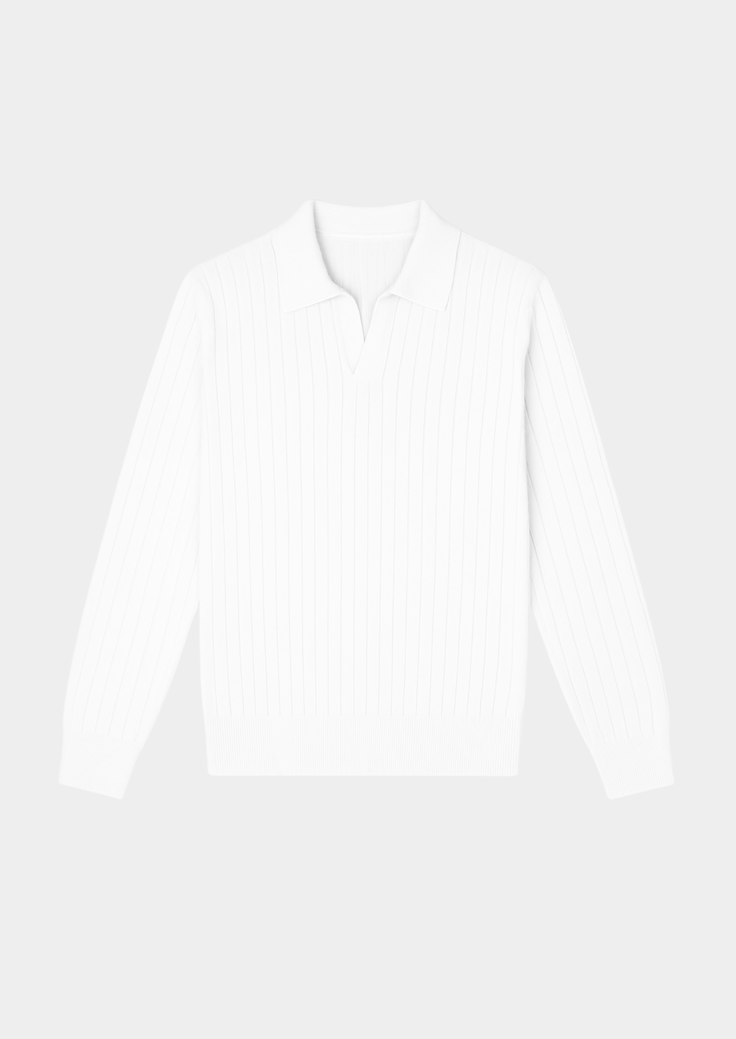 Men’s Ribbed Polo Sweater with Open Collar