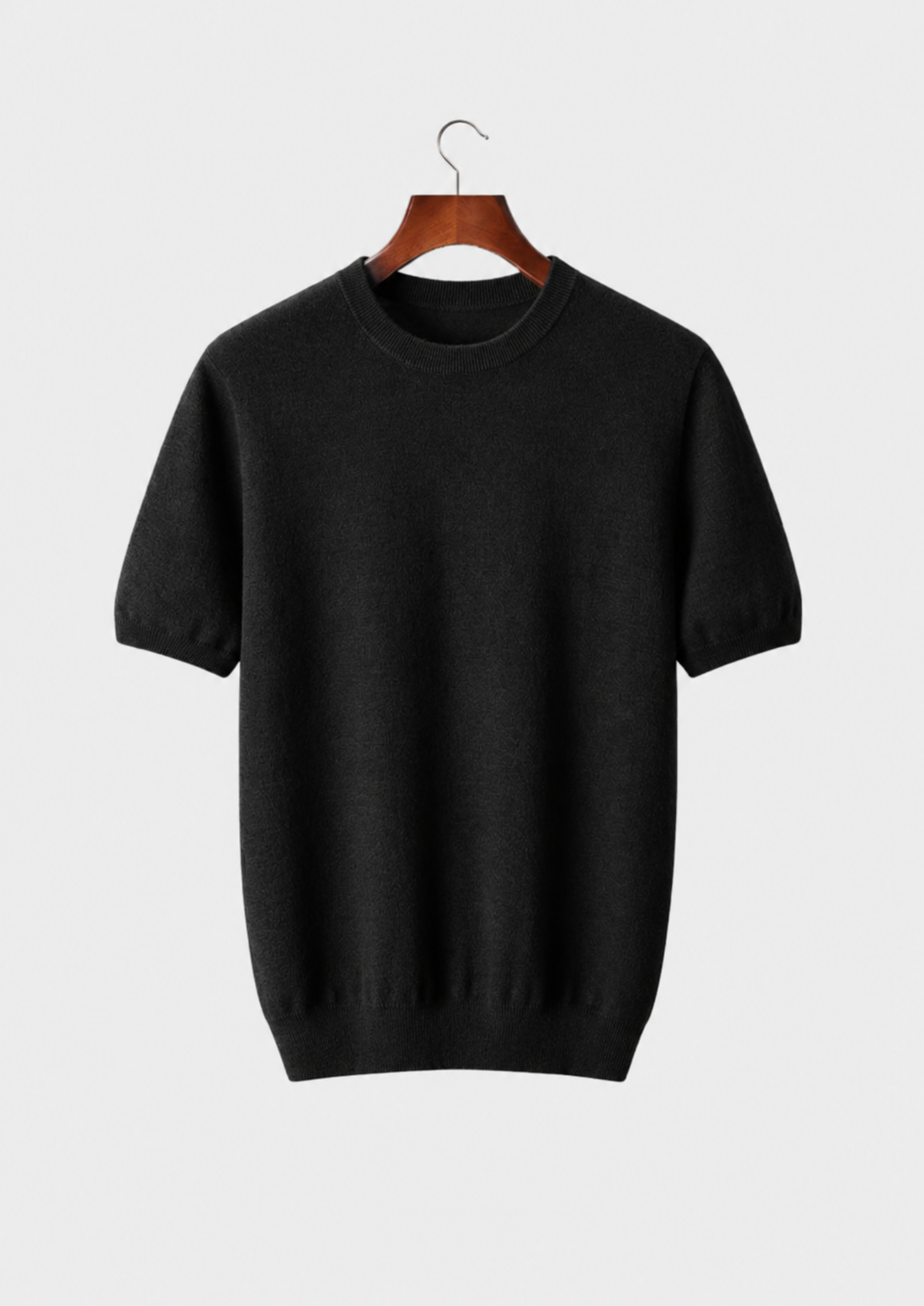 Men’s Short-Sleeve Knit Shirt with Ribbed Crewneck