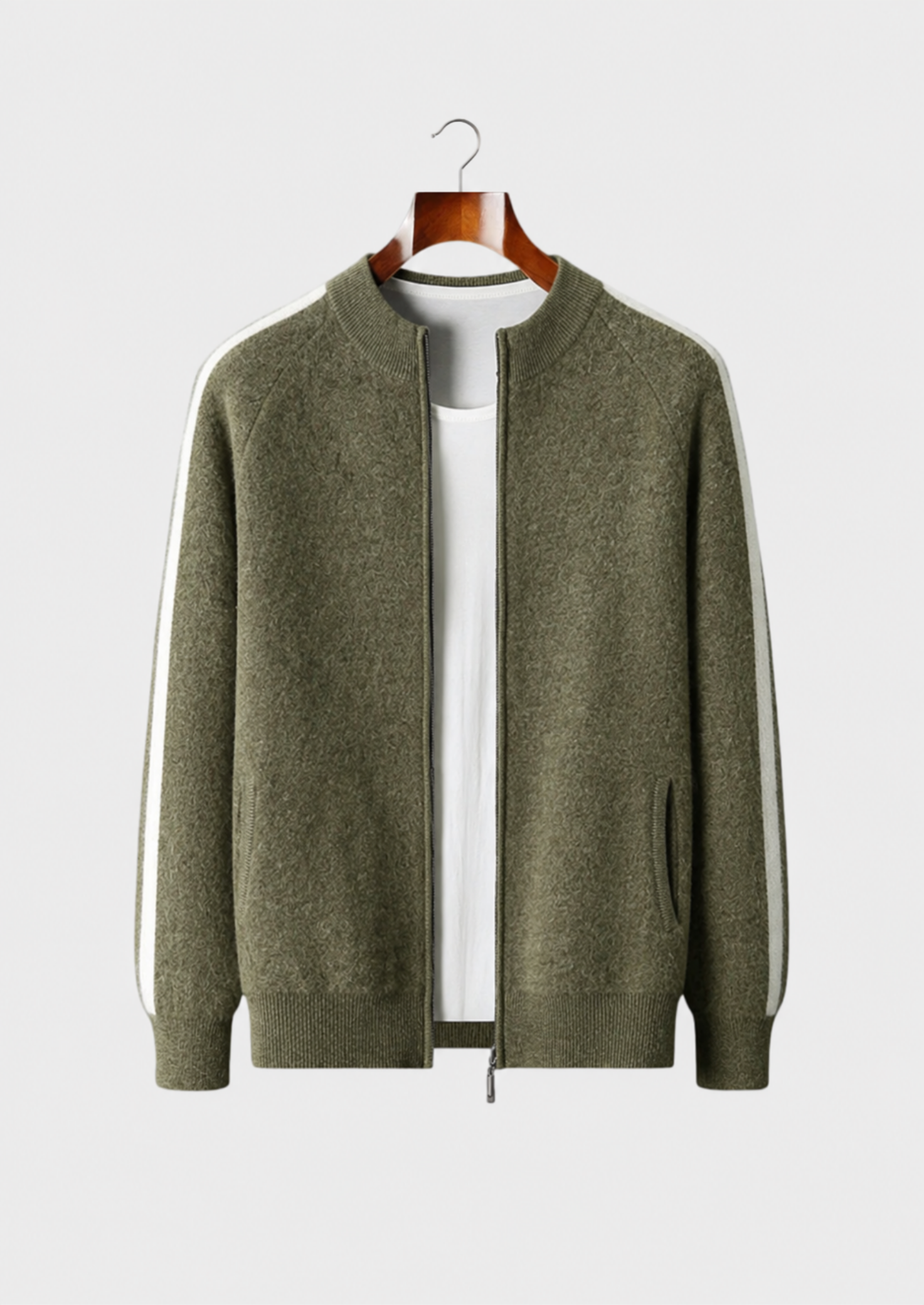 Men’s Striped Cardigan with Full-Zip Front