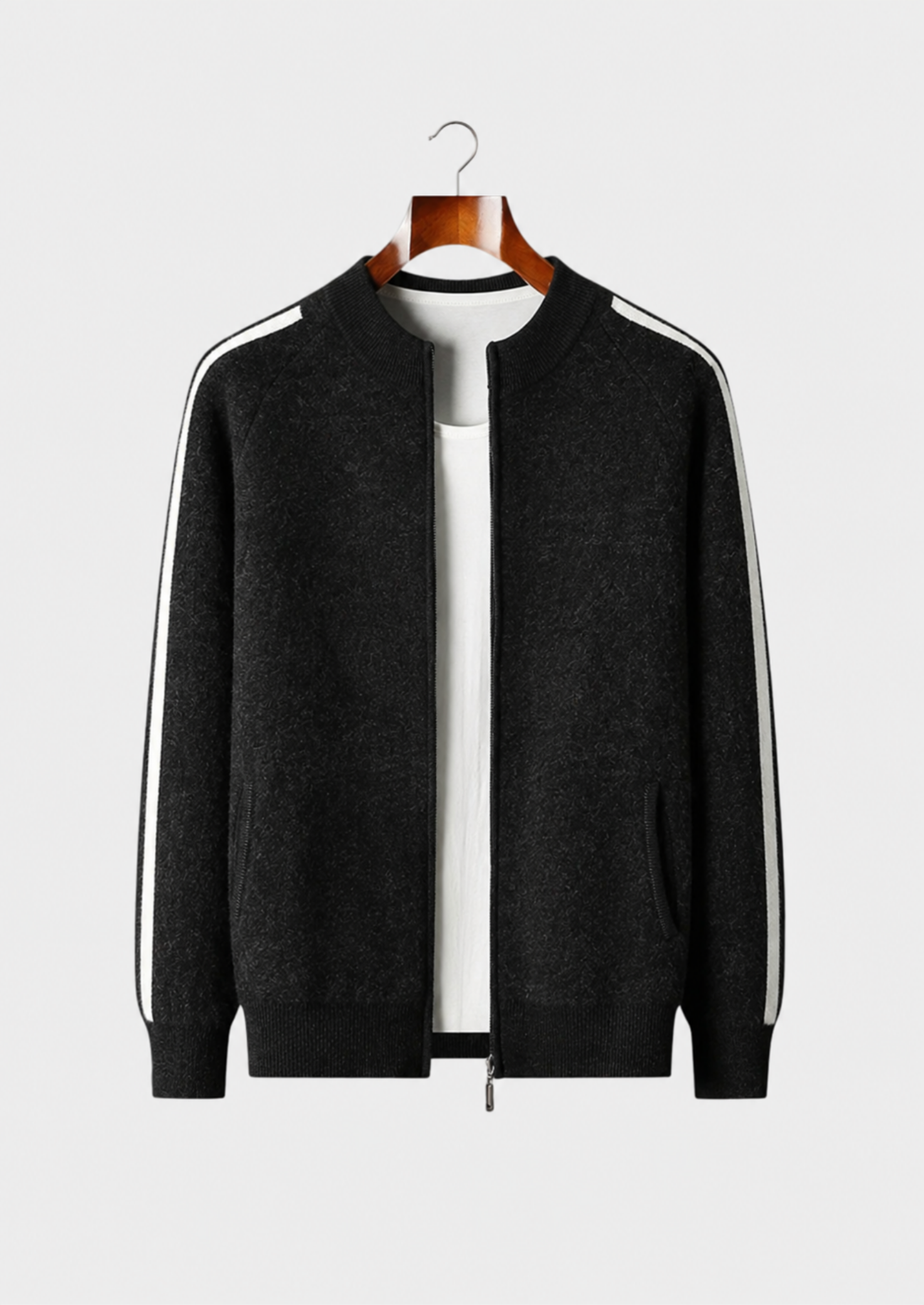Men’s Striped Cardigan with Full-Zip Front