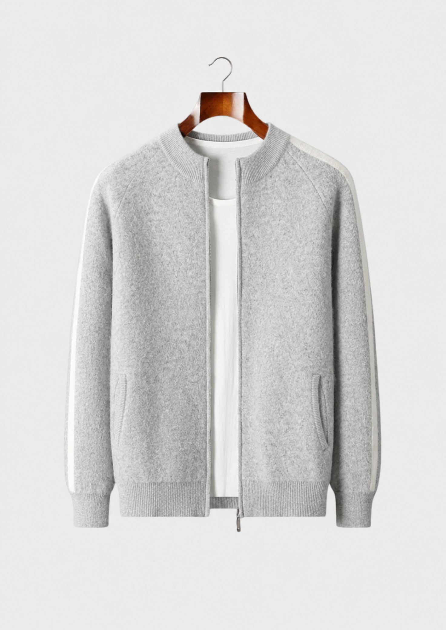 Men’s Striped Cardigan with Full-Zip Front