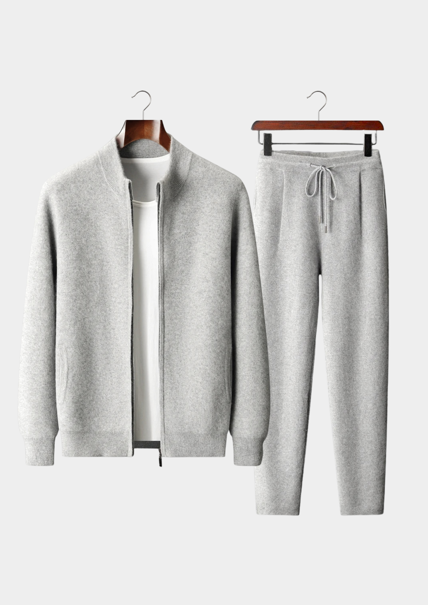 Men’s Zip-Front Track Set with Ribbed Stand Collar