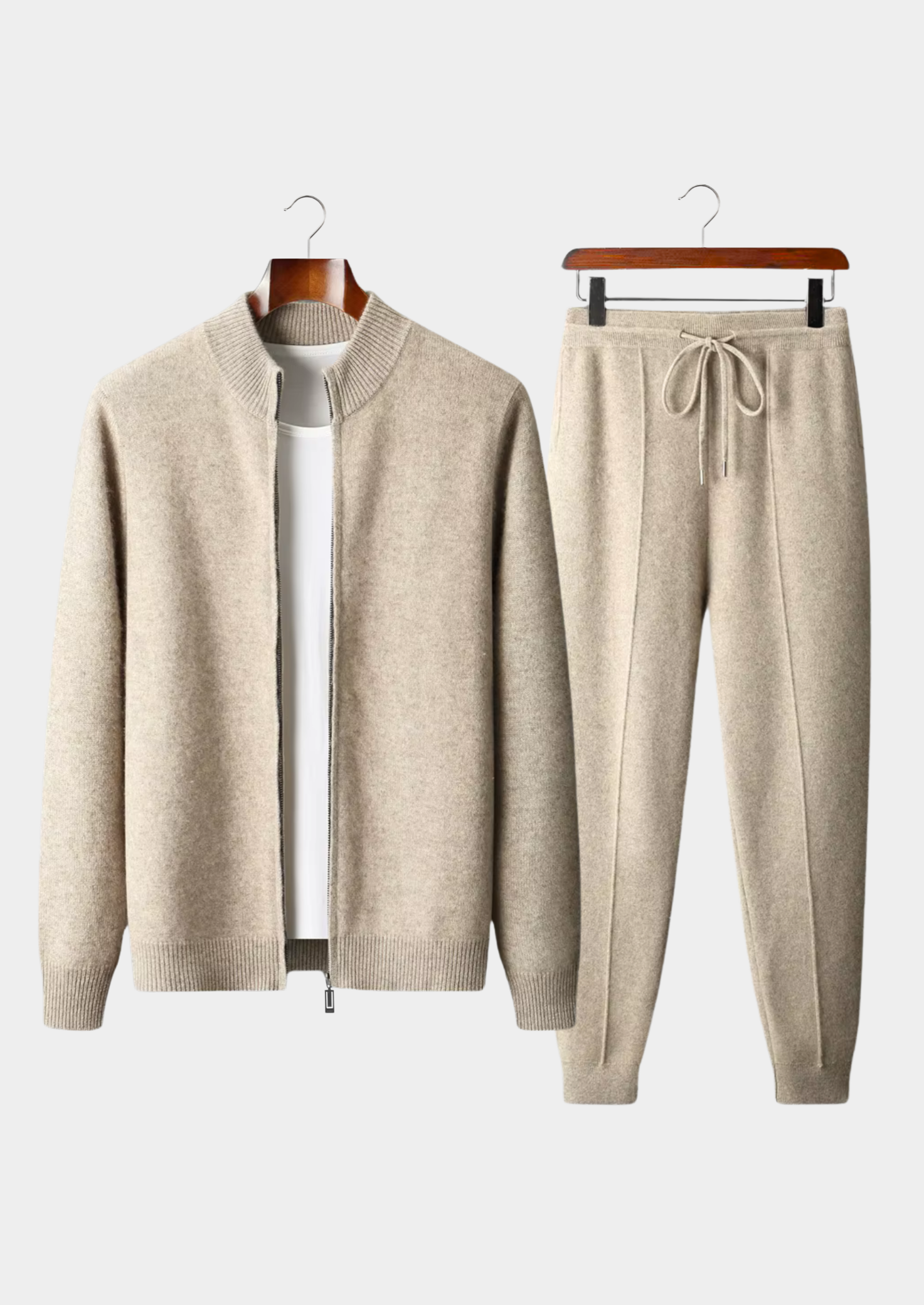 Men’s Zip Front Two-Piece Set in Light Colors