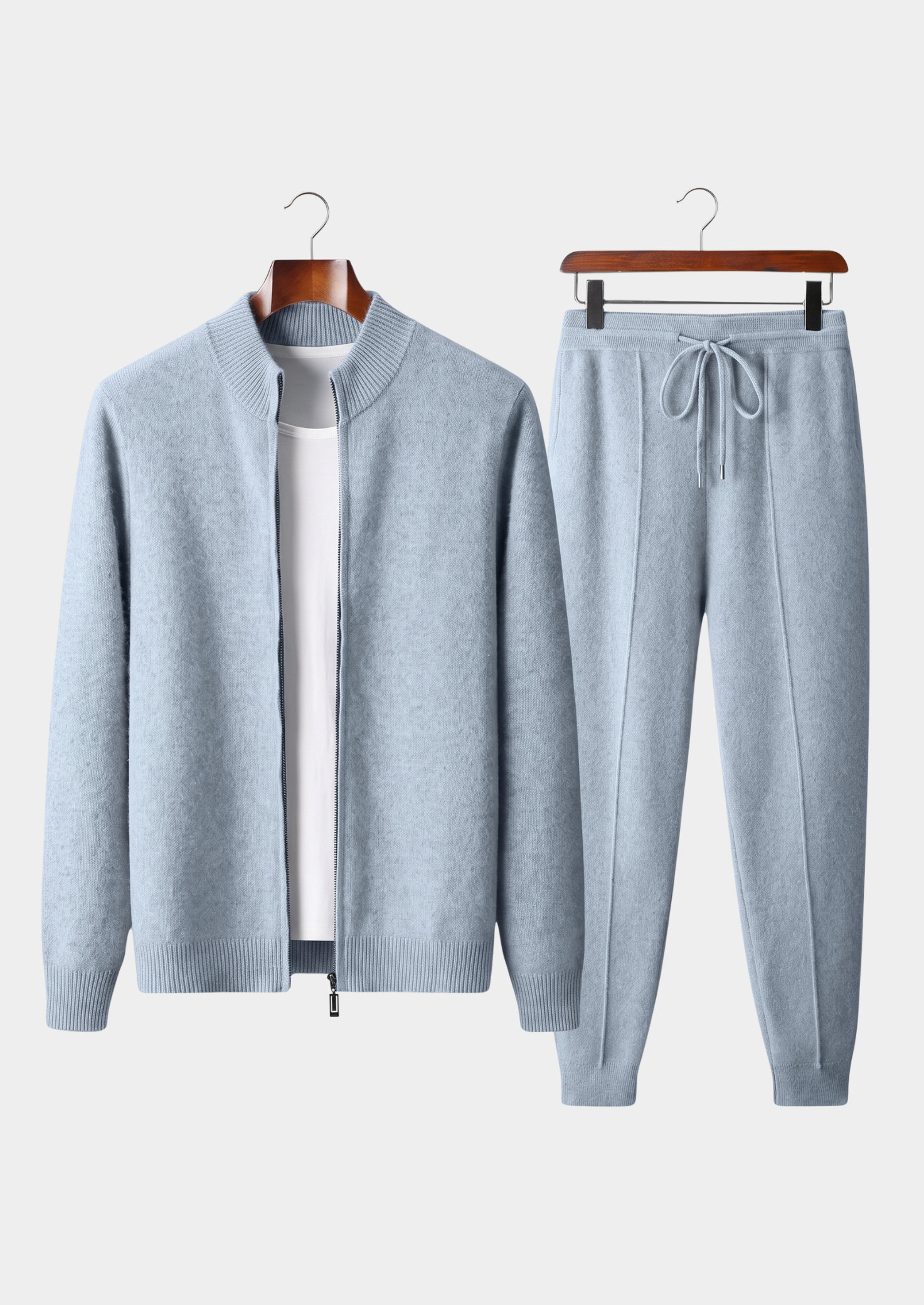 Men’s Zip Front Two-Piece Set in Light Colors