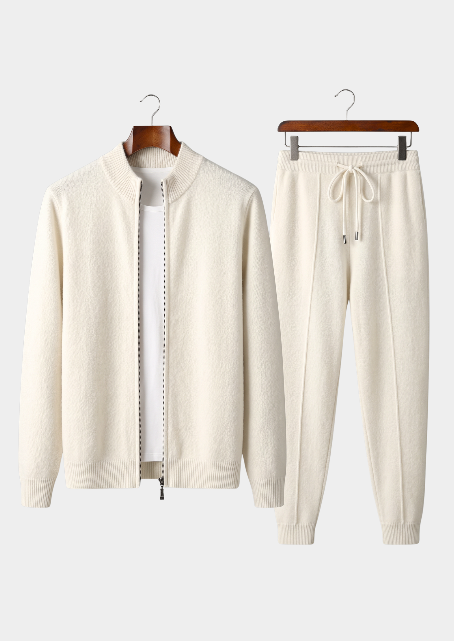 Men’s Zip Front Two-Piece Set in Light Colors