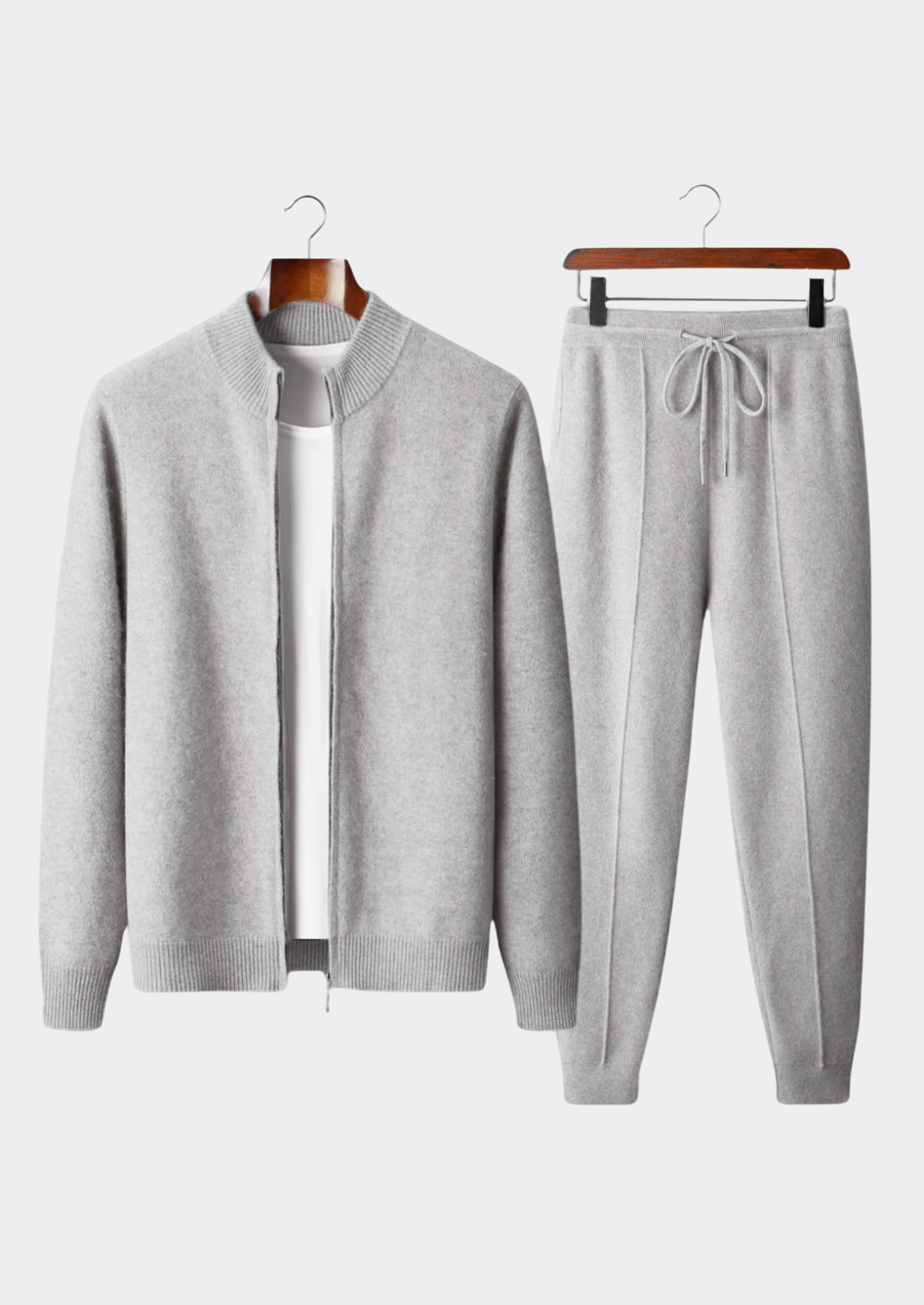 Men’s Zip Front Two-Piece Set in Light Colors